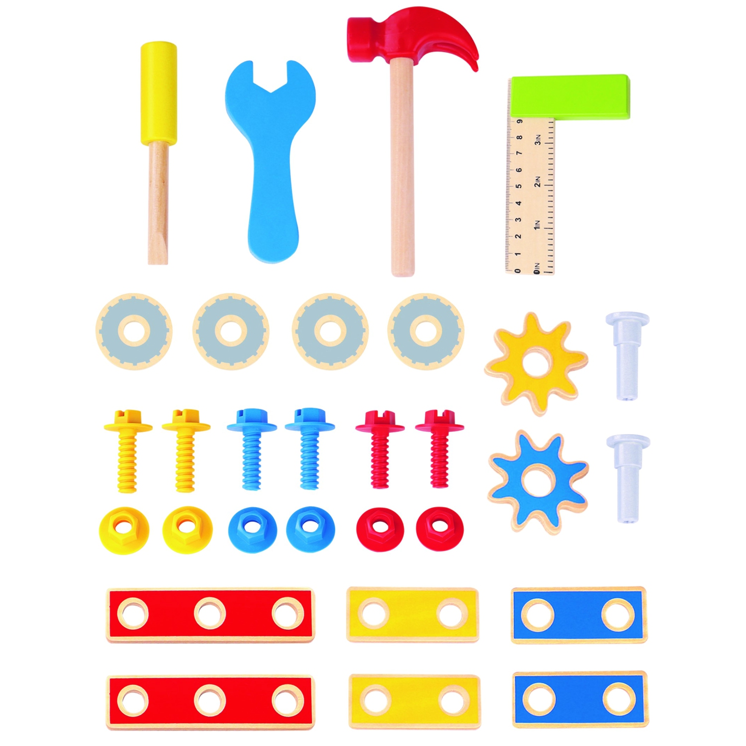 TOOKYLAND Établi en Bois pour Enfants - 31pcs - Ensemble de Banc à Outils Jouet, 3 Ans et +