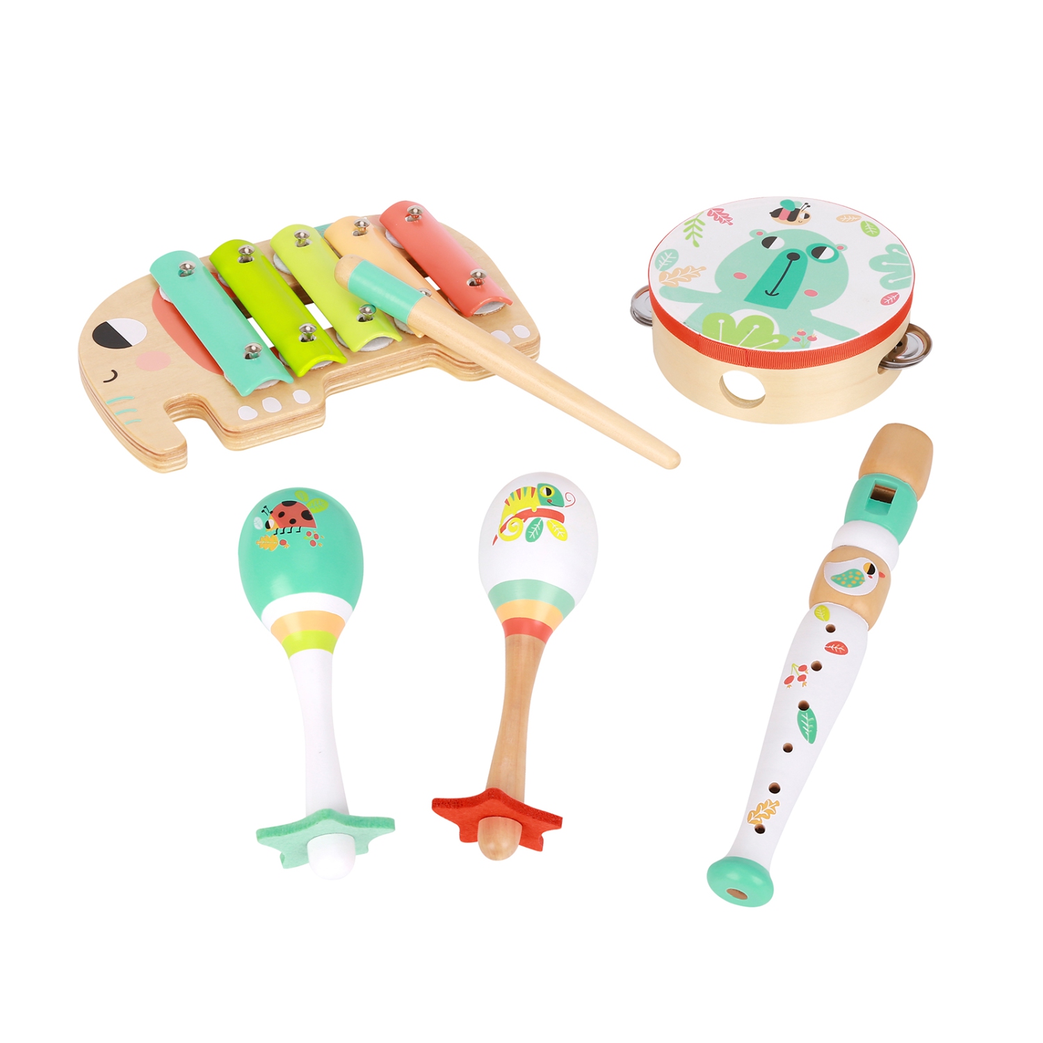 TOOKYLAND Ensemble d'Instruments de Musique - 6pcs - Percussions et Flûte à Bec, 18 mois +