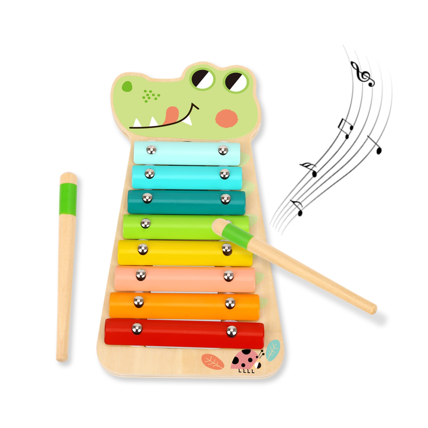 TOOKYLAND Xylophone en Forme d'Alligator - Instrument de Musique pour Enfants, 18 Mois et +