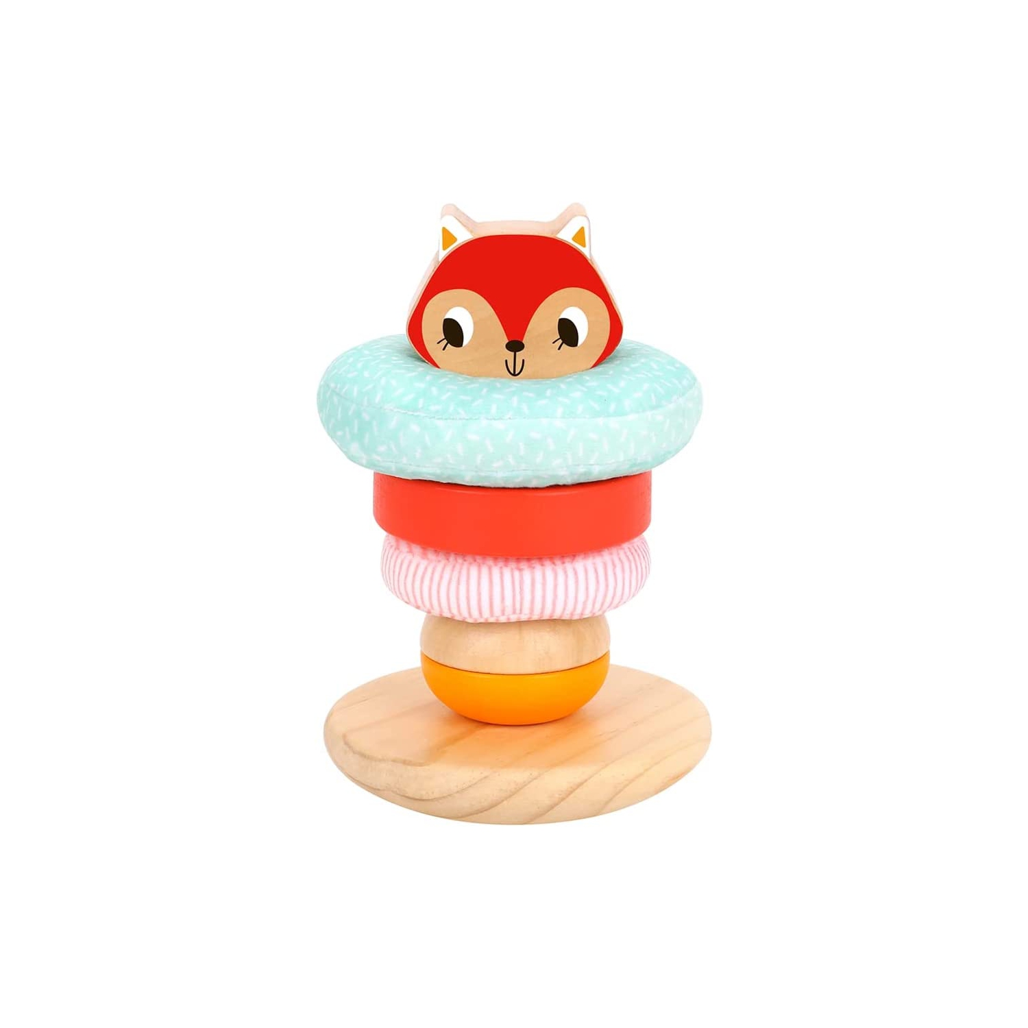 TOOKYLAND Renard Culbuto à Empiler - 7pcs - Jouet Empilable Oscillant en Bois et Tissus, 12m+