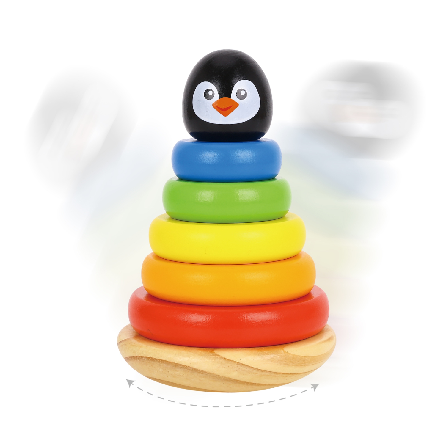 TOOKYLAND Pingouin Culbuto à Empiler - 7pcs - Jouet Empileur Culbutant en Bois, 12m+