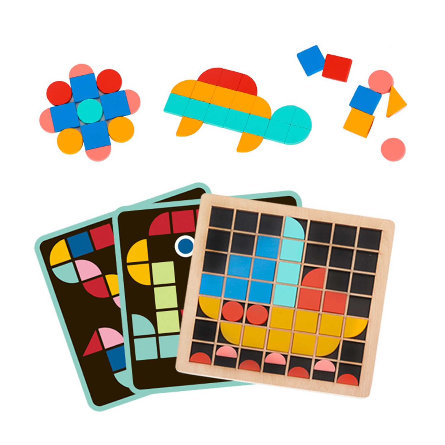 TOOKYLAND Casse-Tête Mosaîque en Bois - 97pcs - Puzzle Pixel, Ages 3 ans et +