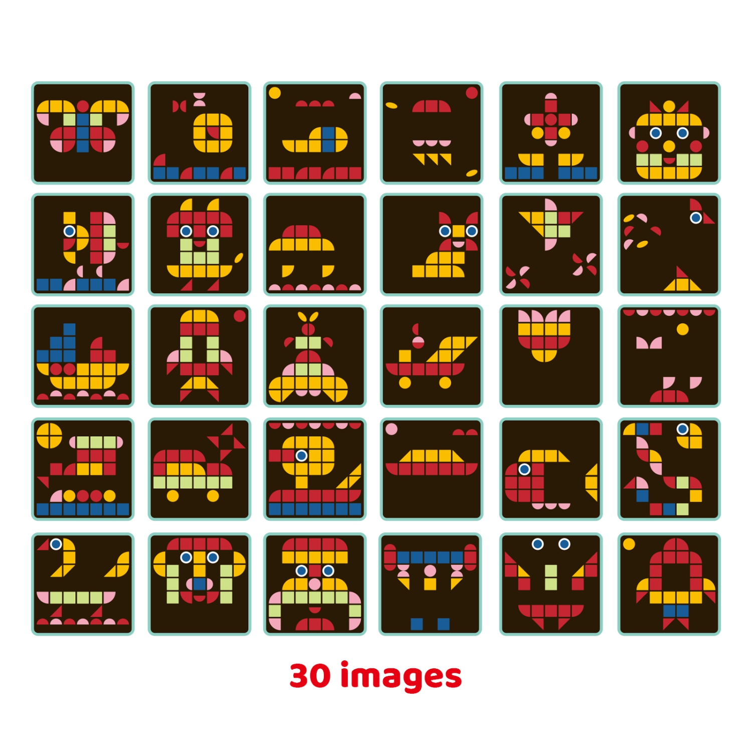 TOOKYLAND Casse-Tête Mosaîque en Bois - 97pcs - Puzzle Pixel, Ages 3 ans et +