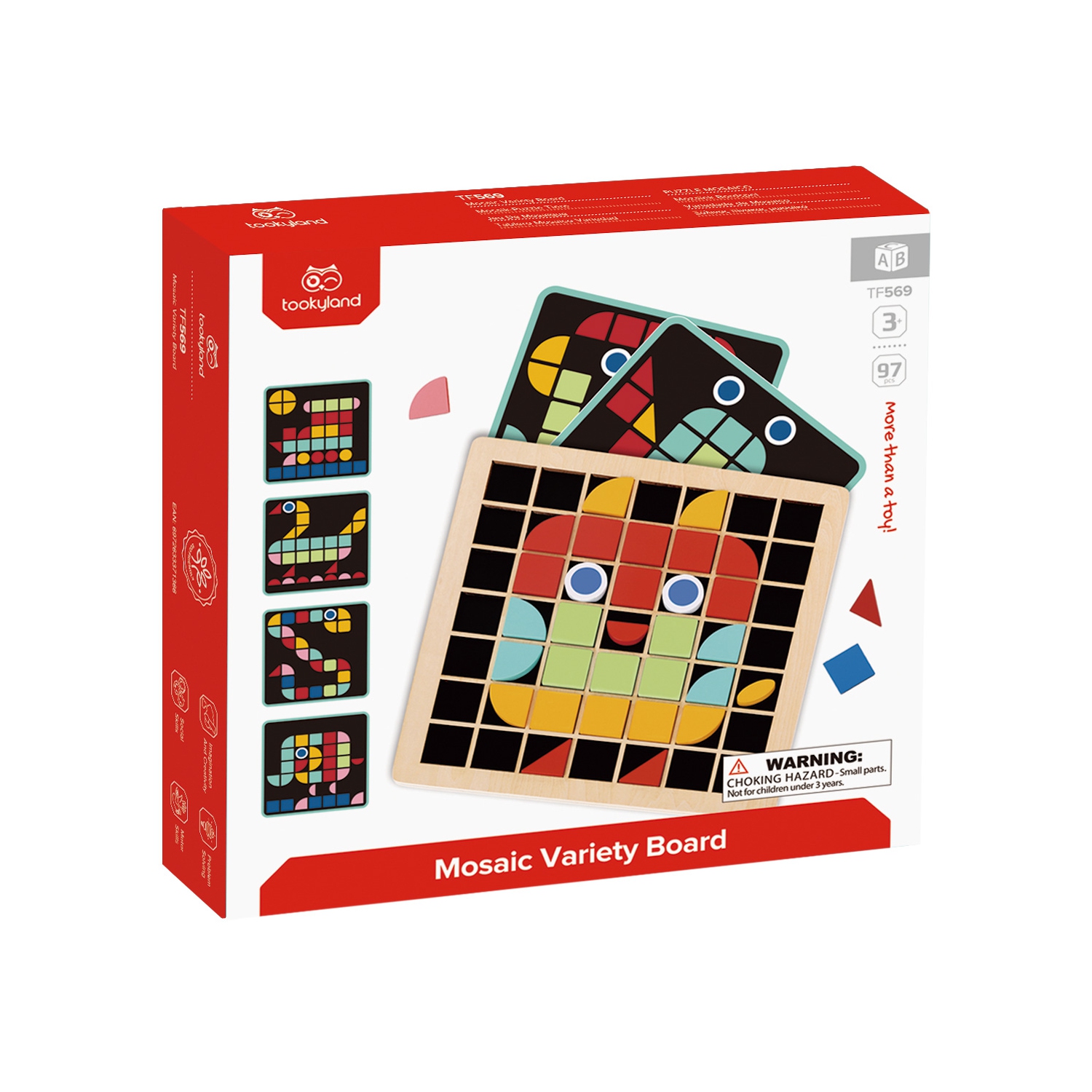 TOOKYLAND Casse-Tête Mosaîque en Bois - 97pcs - Puzzle Pixel, Ages 3 ans et +