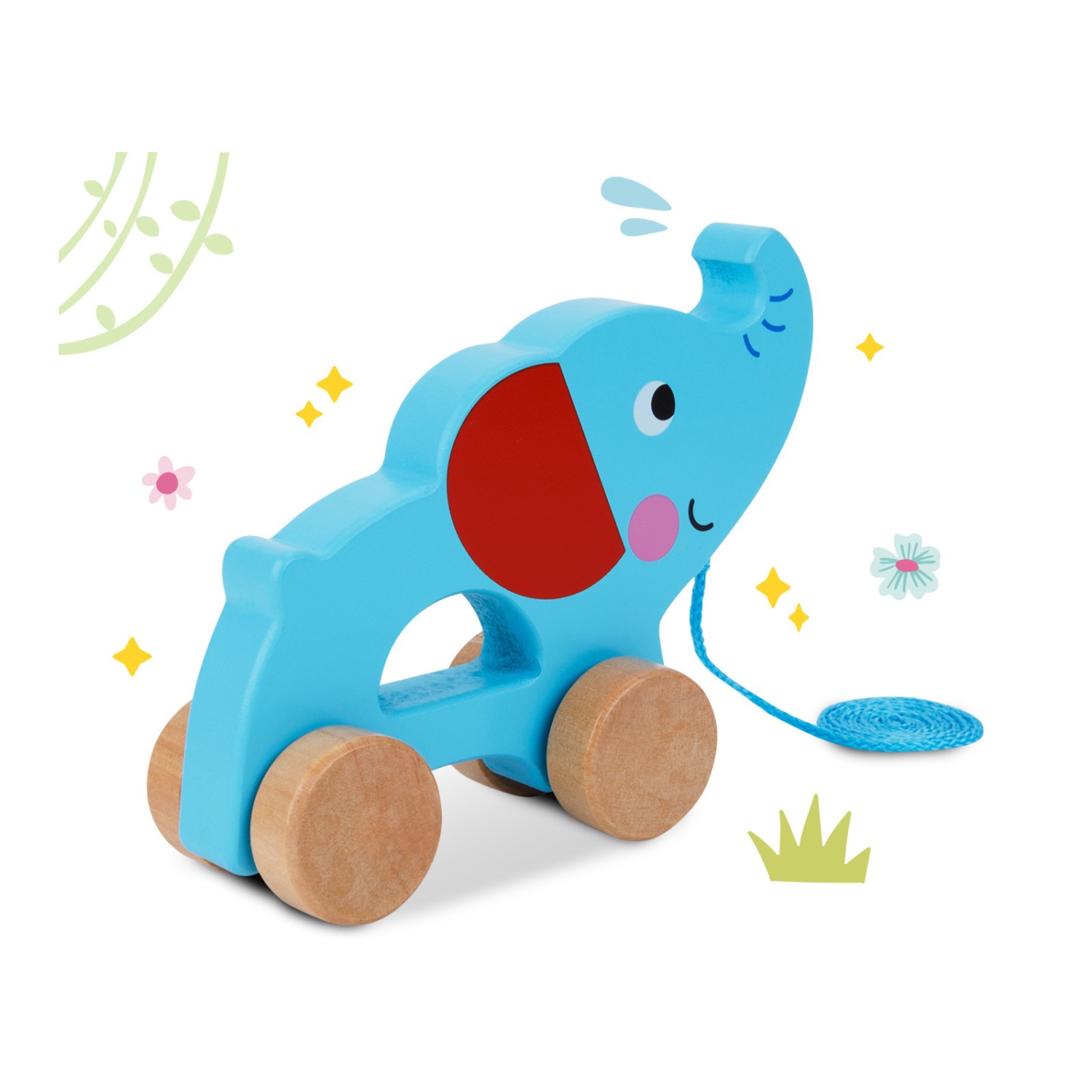 TOOKYLAND Jouet à Tirer en Bois - Éléphant, 18 Mois et +