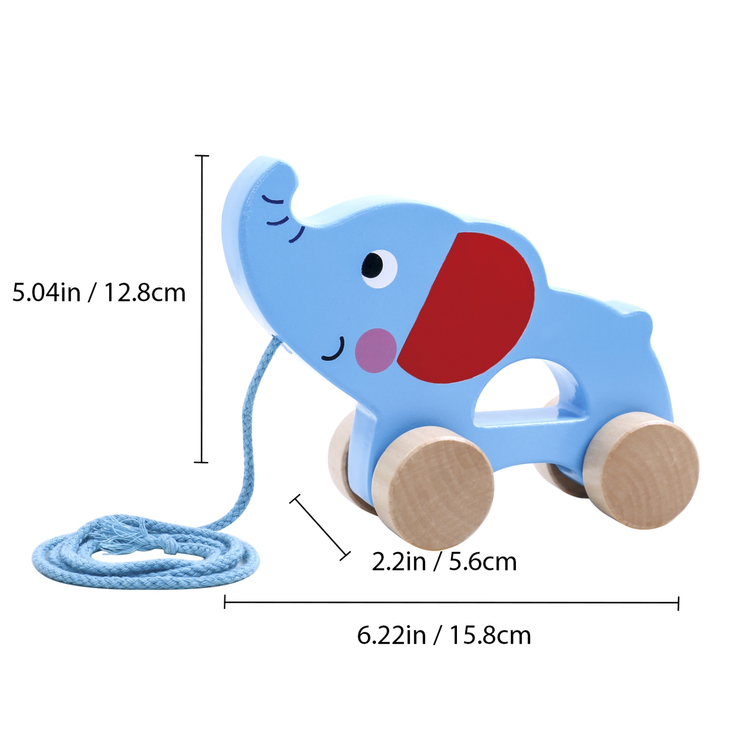 TOOKYLAND Jouet à Tirer en Bois - Éléphant, 18 Mois et +