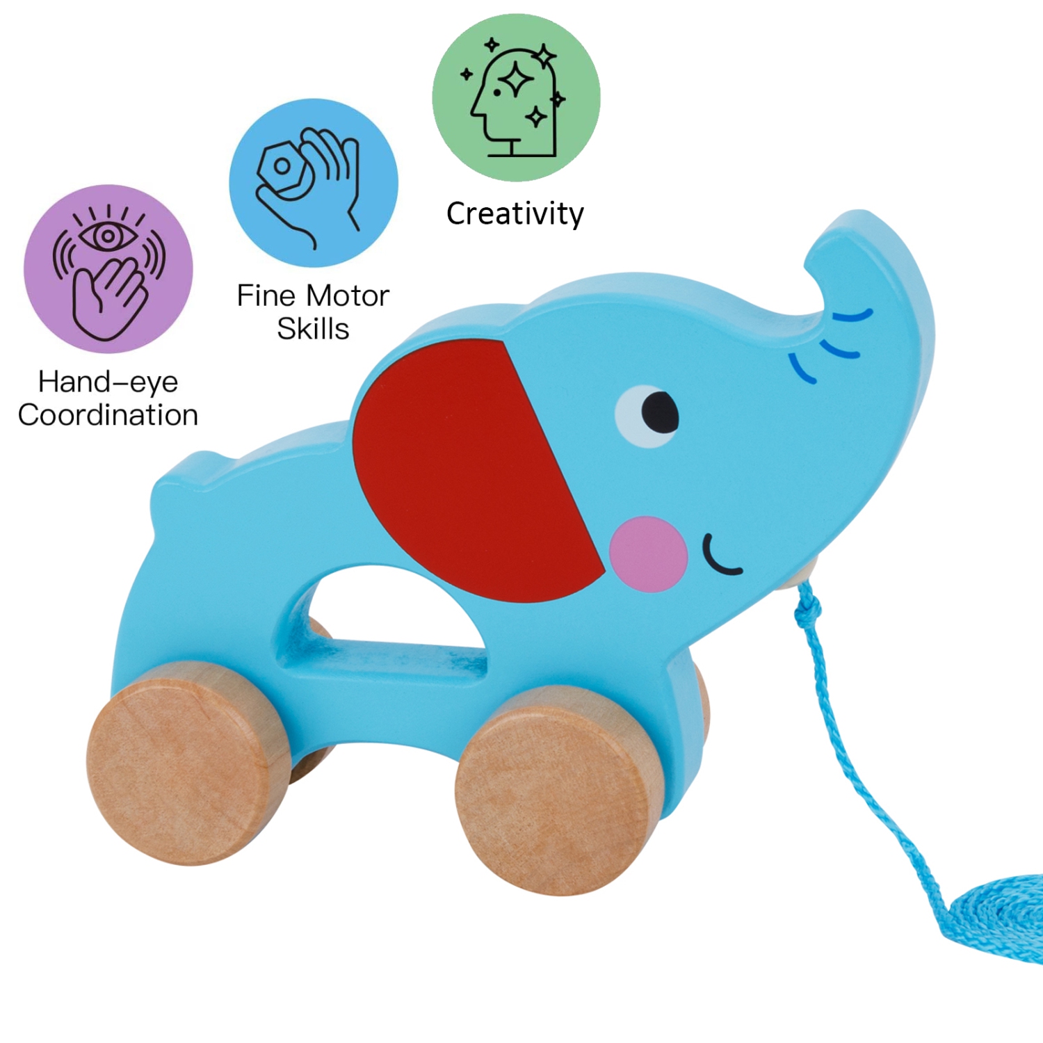 TOOKYLAND Jouet à Tirer en Bois - Éléphant, 18 Mois et +