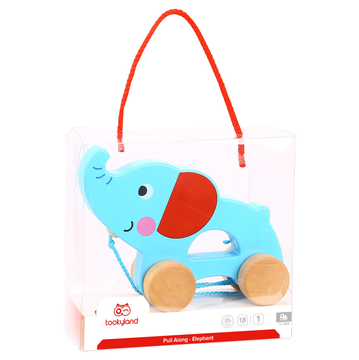 TOOKYLAND Jouet à Tirer en Bois - Éléphant, 18 Mois et +