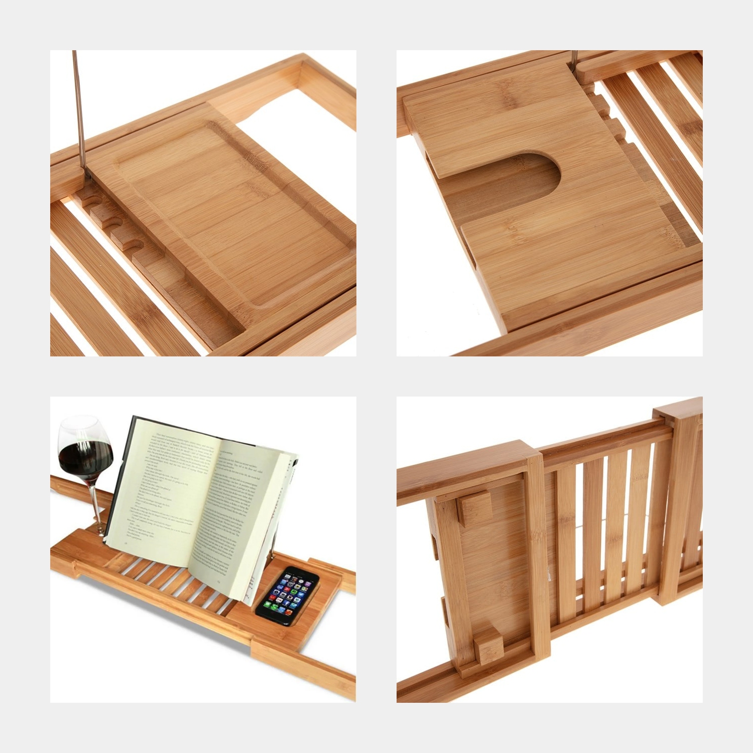 ITY International - Expandable Bath Tray, 9" x 43.3" x 1.96", Made of Bamboo