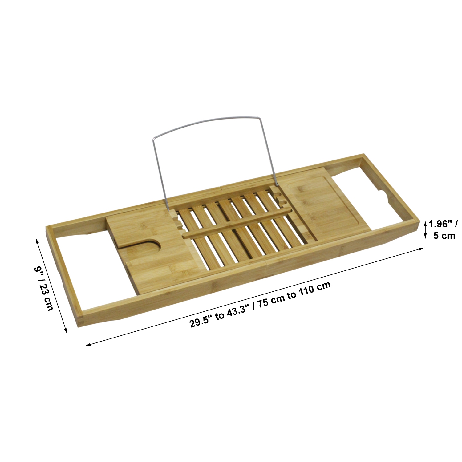 ITY International - Expandable Bath Tray, 9" x 43.3" x 1.96", Made of Bamboo