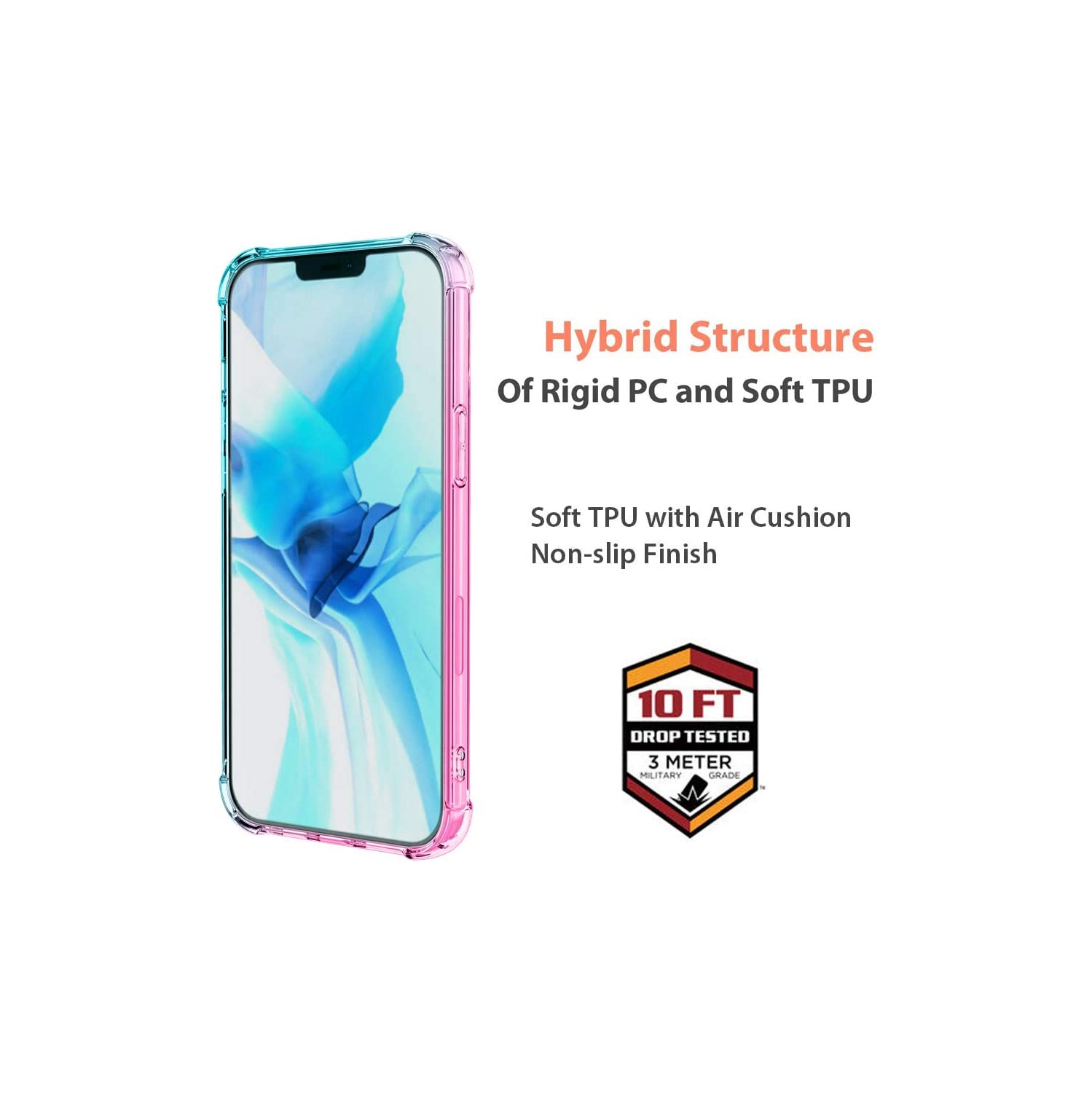 Pour Apple iPhone 12/12 Pro Arc-en-ciel, étui rigide, arrière souple et mince