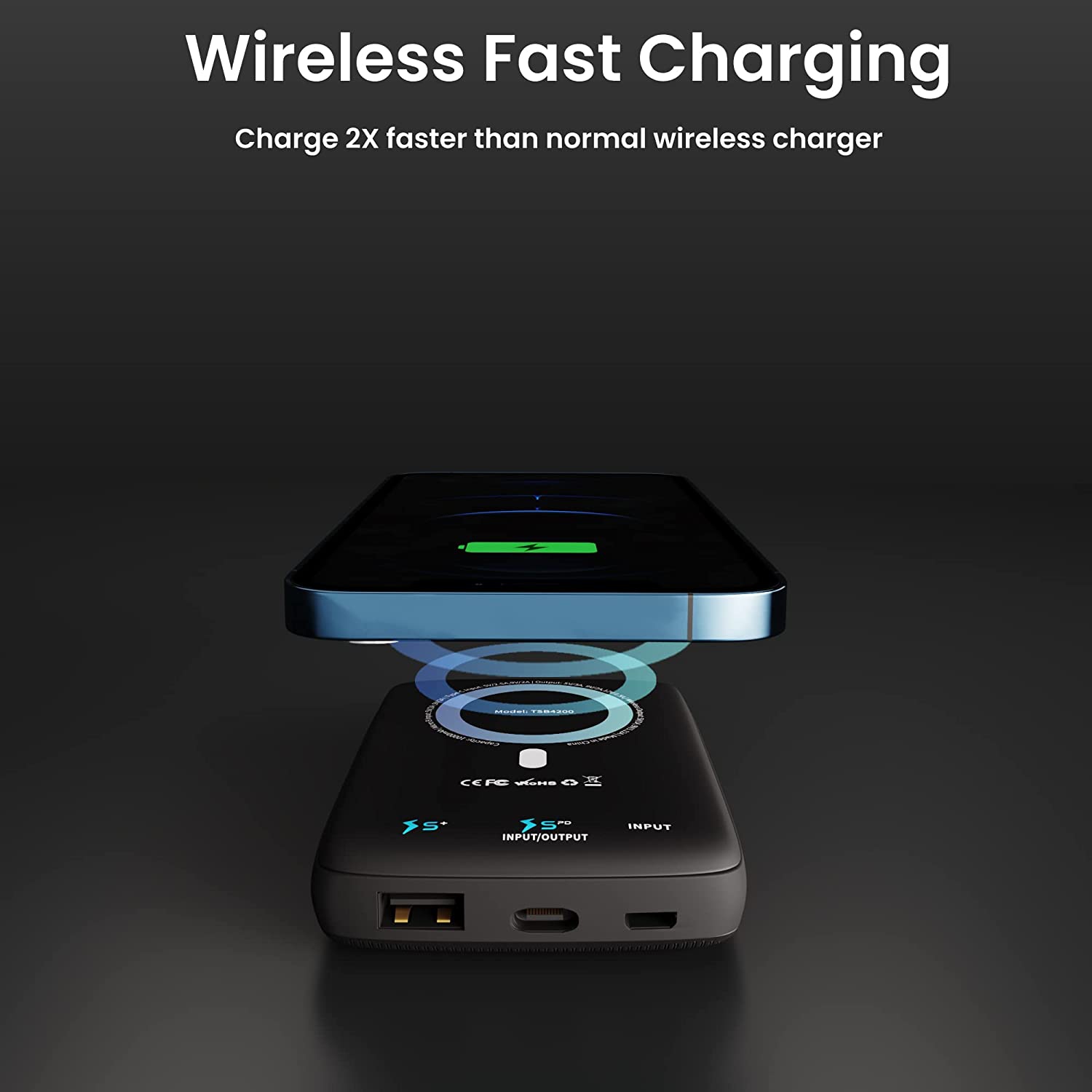 Chargeur/chargeur portatif magnétique sans fil USB-C PD 18&nbsp;W 10000&nbsp;mAh de TechSMARTER pour iPhone 12, 13, 14