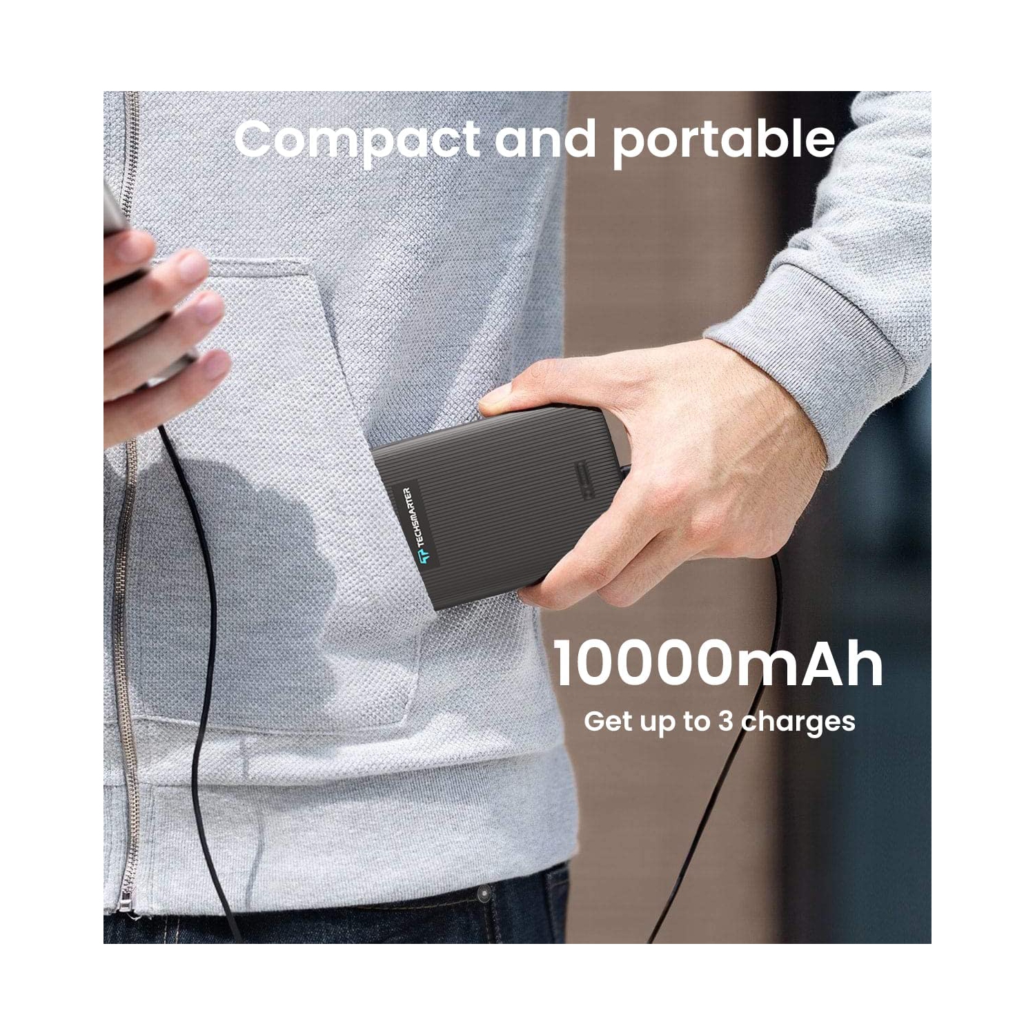 Chargeur/chargeur portatif magnétique sans fil USB-C PD 18&nbsp;W 10000&nbsp;mAh de TechSMARTER pour iPhone 12, 13, 14