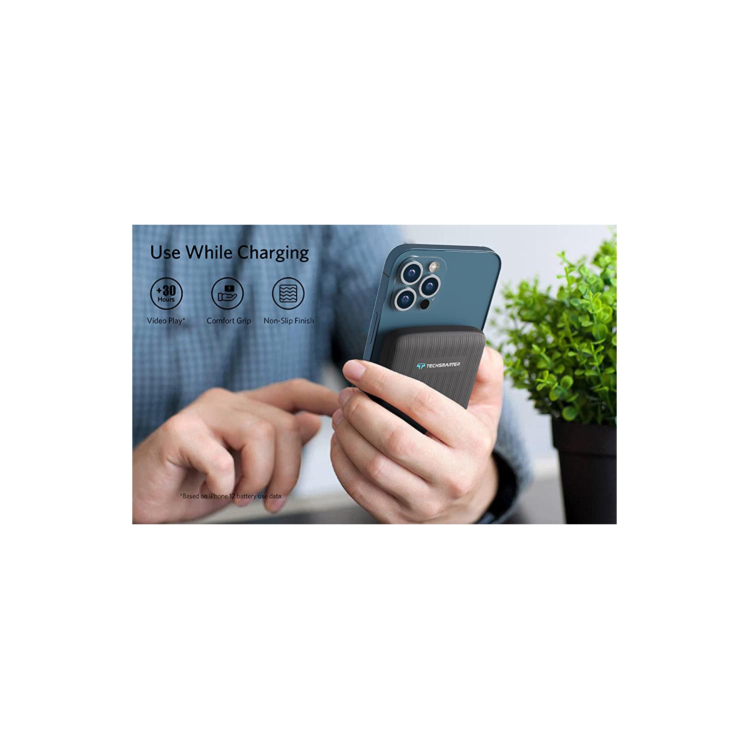 Chargeur/chargeur portatif magnétique sans fil USB-C PD 18&nbsp;W 10000&nbsp;mAh de TechSMARTER pour iPhone 12, 13, 14