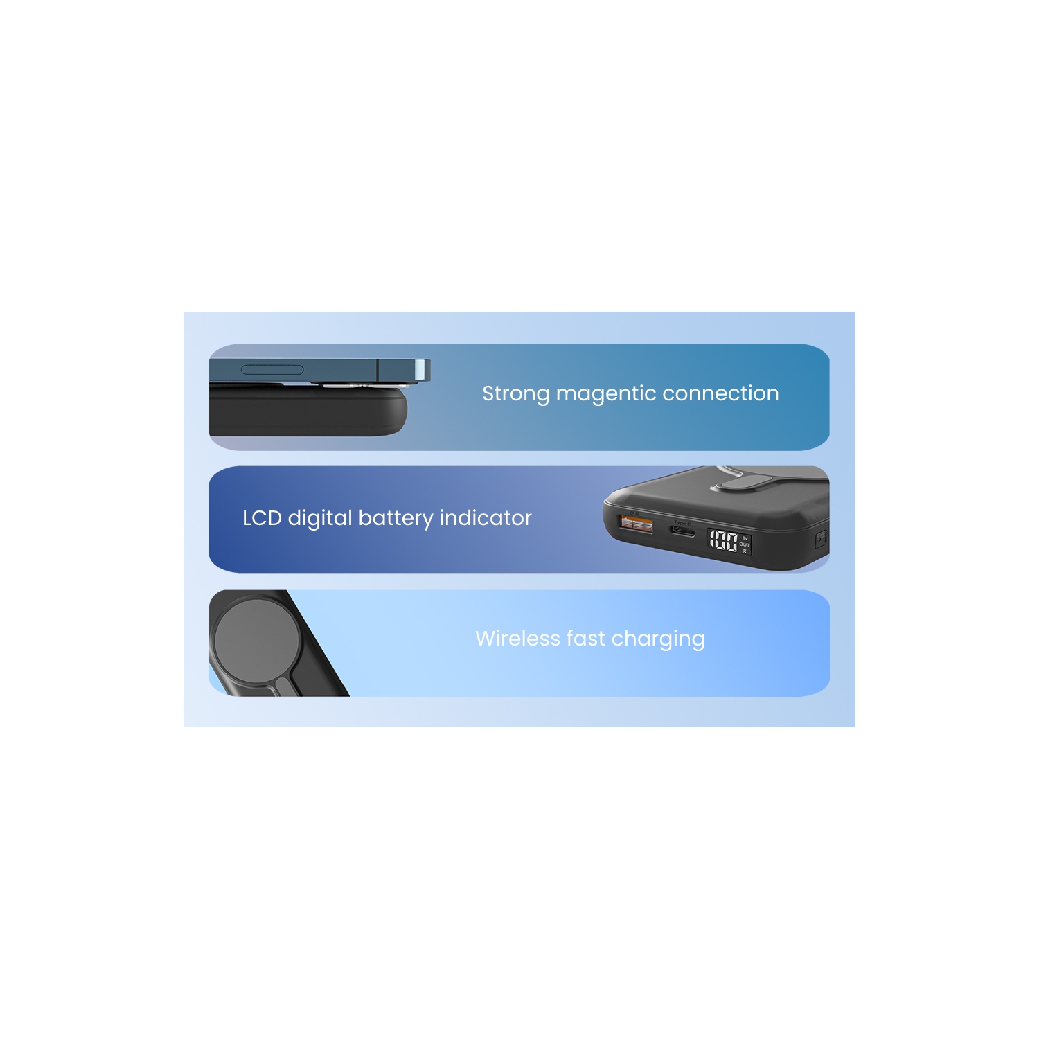 Chargeur/chargeur portatif magnétique sans fil USB-C PD 20&nbsp;W 20000&nbsp;mAh de TechSMARTER pour iPhone 12, 13, 14