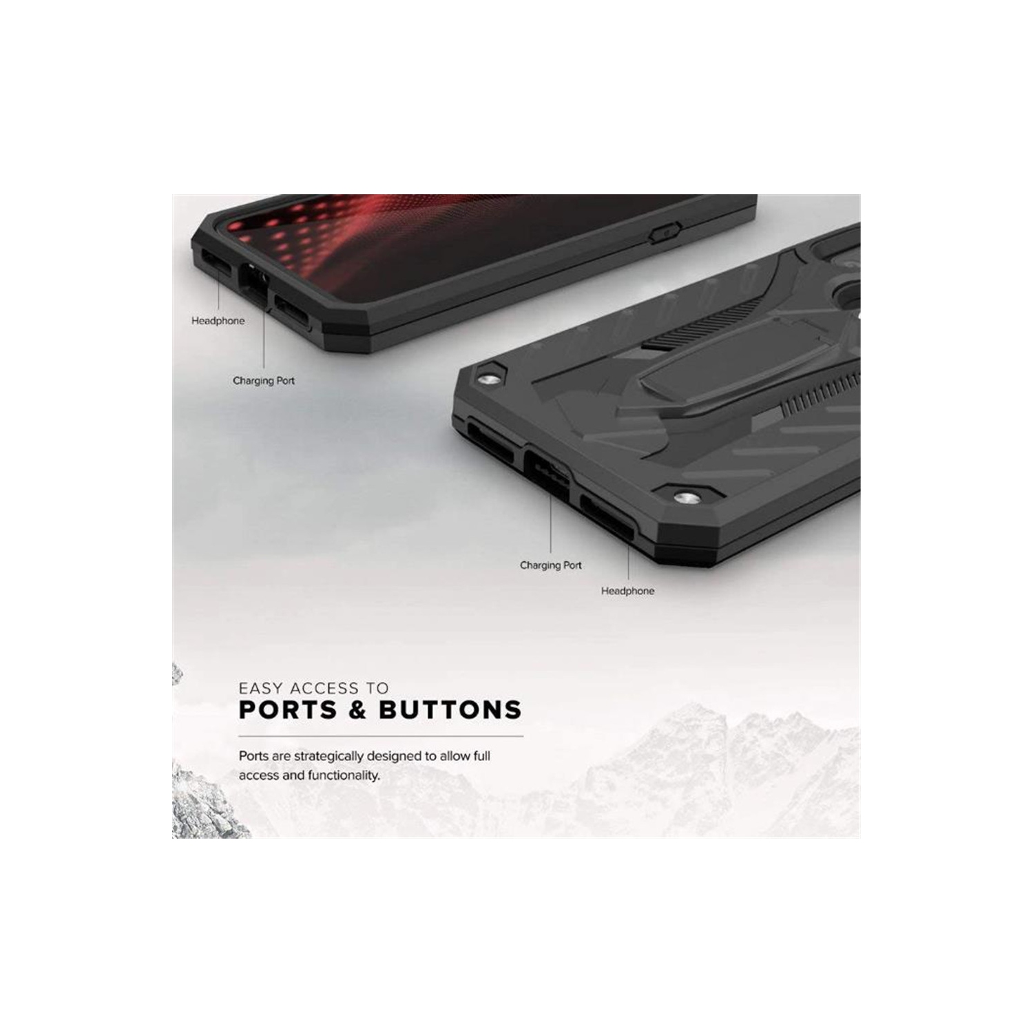 【CSmart】 Shockproof Heavy Duty Rugged Defender Hard Case with Kickstand for iPhone 14 Plus, Red