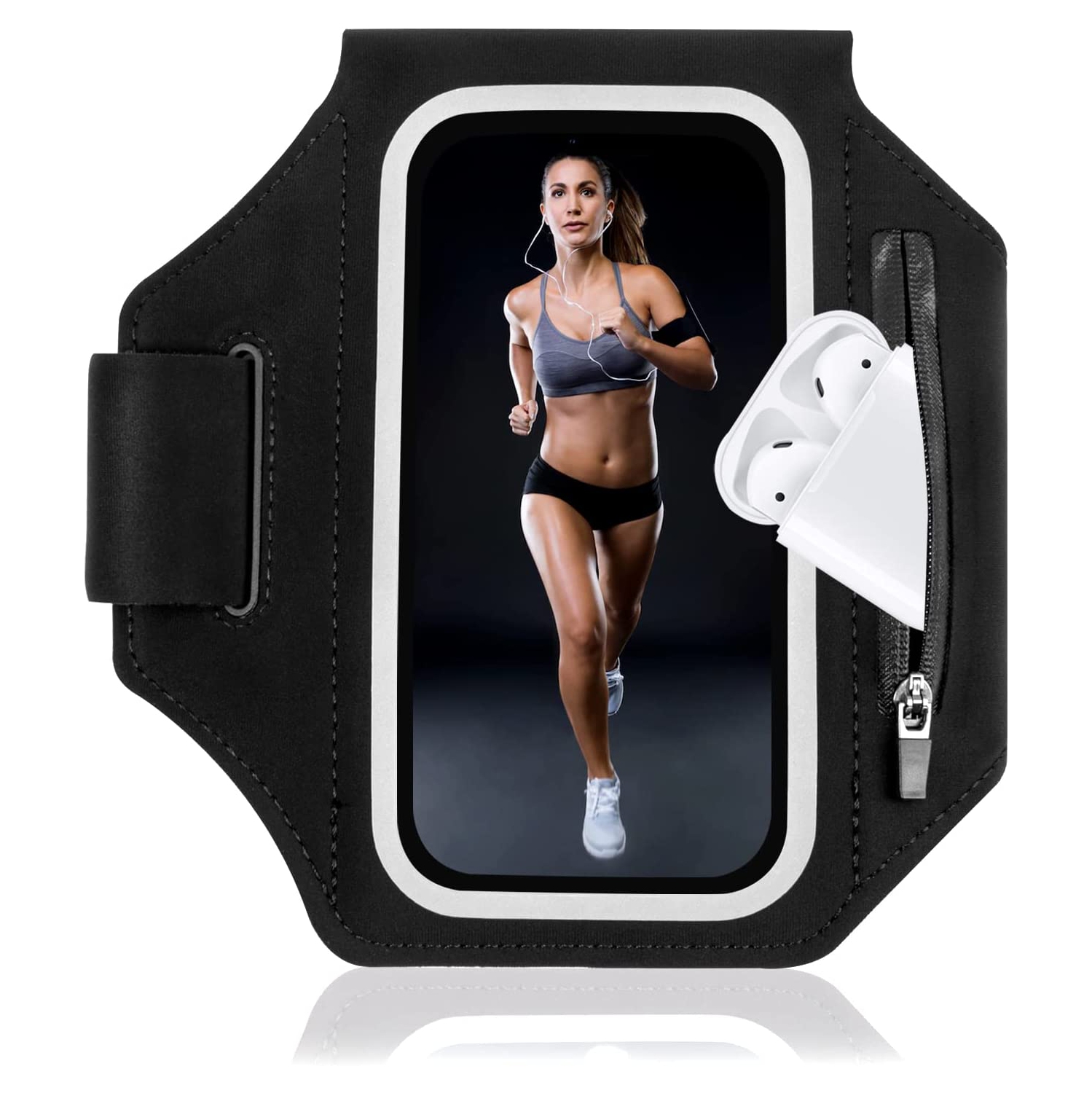 Running Armband with Airpods Pocket, Water Resistant Phone Armband Compatible with iPhone 11/12/13/13 Pro/13 Pro