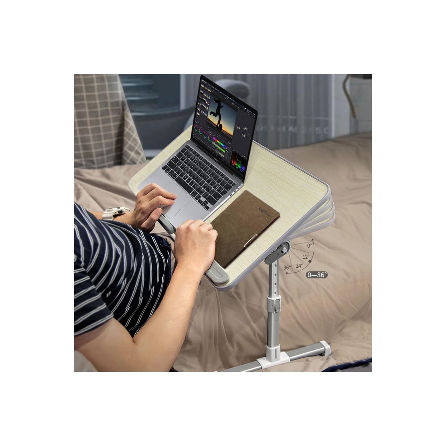 Portable 17" Laptop Stand Lap Desk, Adjustable Laptop Bed Table with Foldable Legs