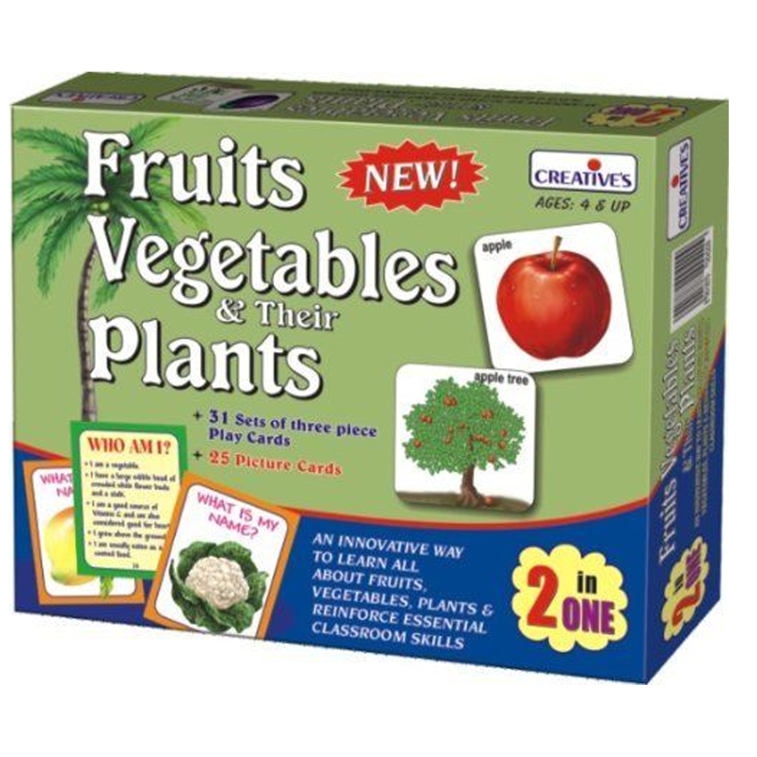 ISTAR 62PCS Creative Educational Fruits, Vegetables And Their Plants Card Game