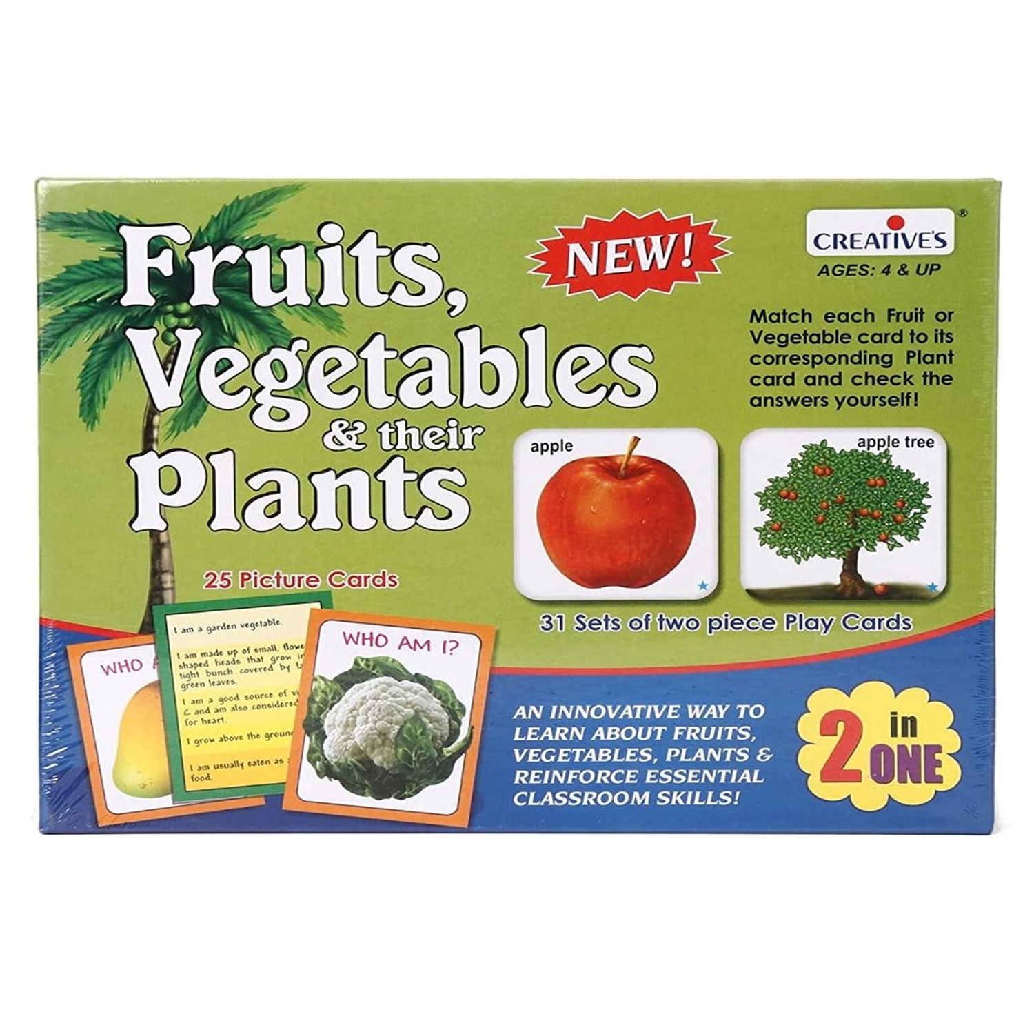 ISTAR 62PCS Creative Educational Fruits, Vegetables And Their Plants Card Game