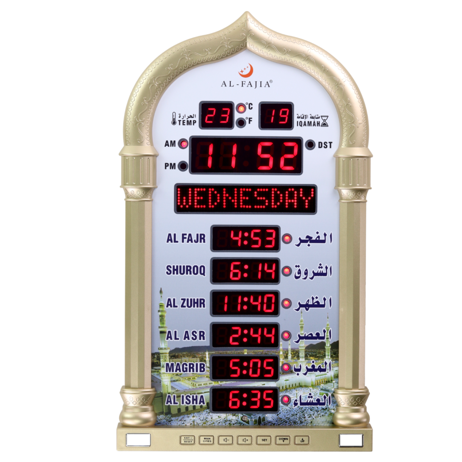 AL-FAJIA Automatic Worldwide Large Digital 8 Azan Sounds Wall and Desk Clock 4008-PRO