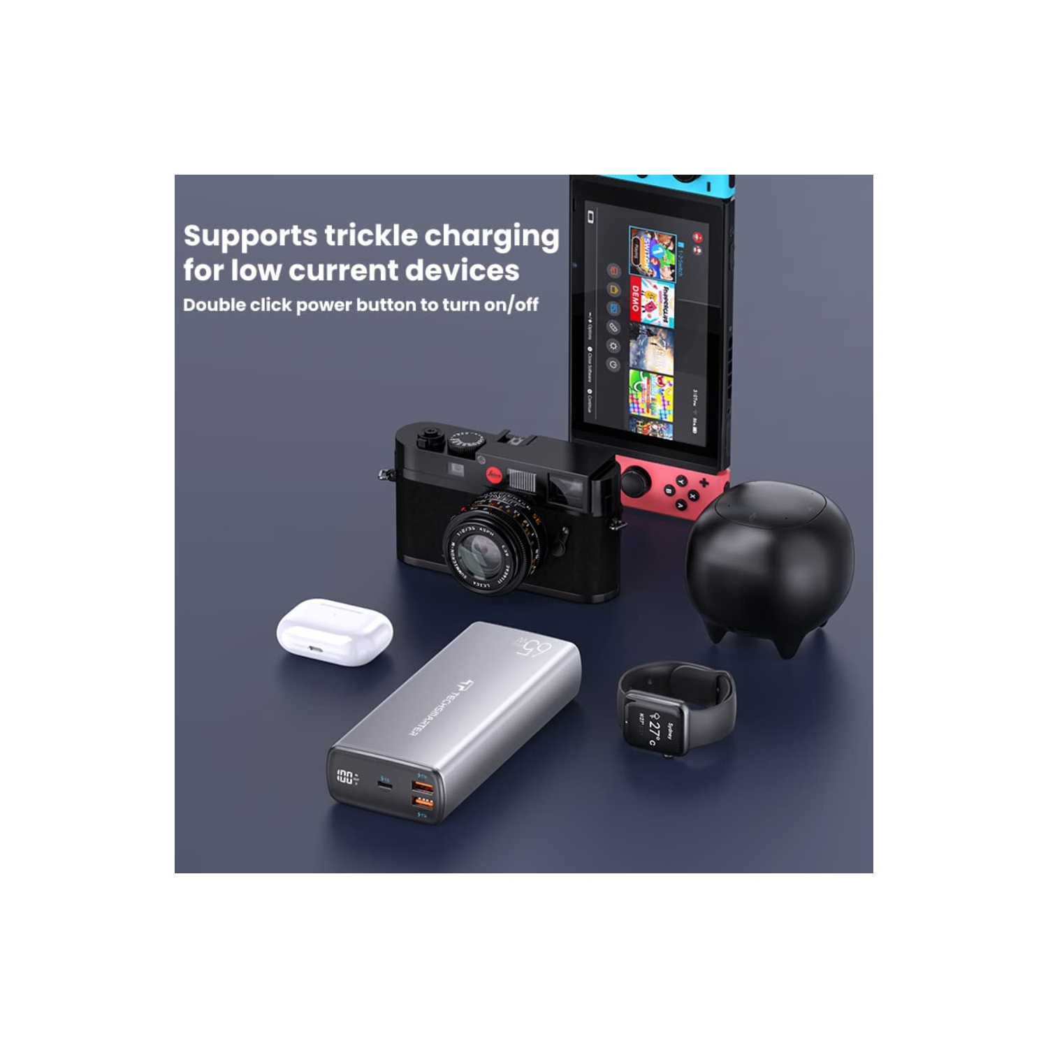 Chargeur portable 65&nbsp;W USB-C 30000mah W de TechSMARTER avec chargement ultrarapide de Samsung, chargeur portatif compatible avec iPhone, Samsung