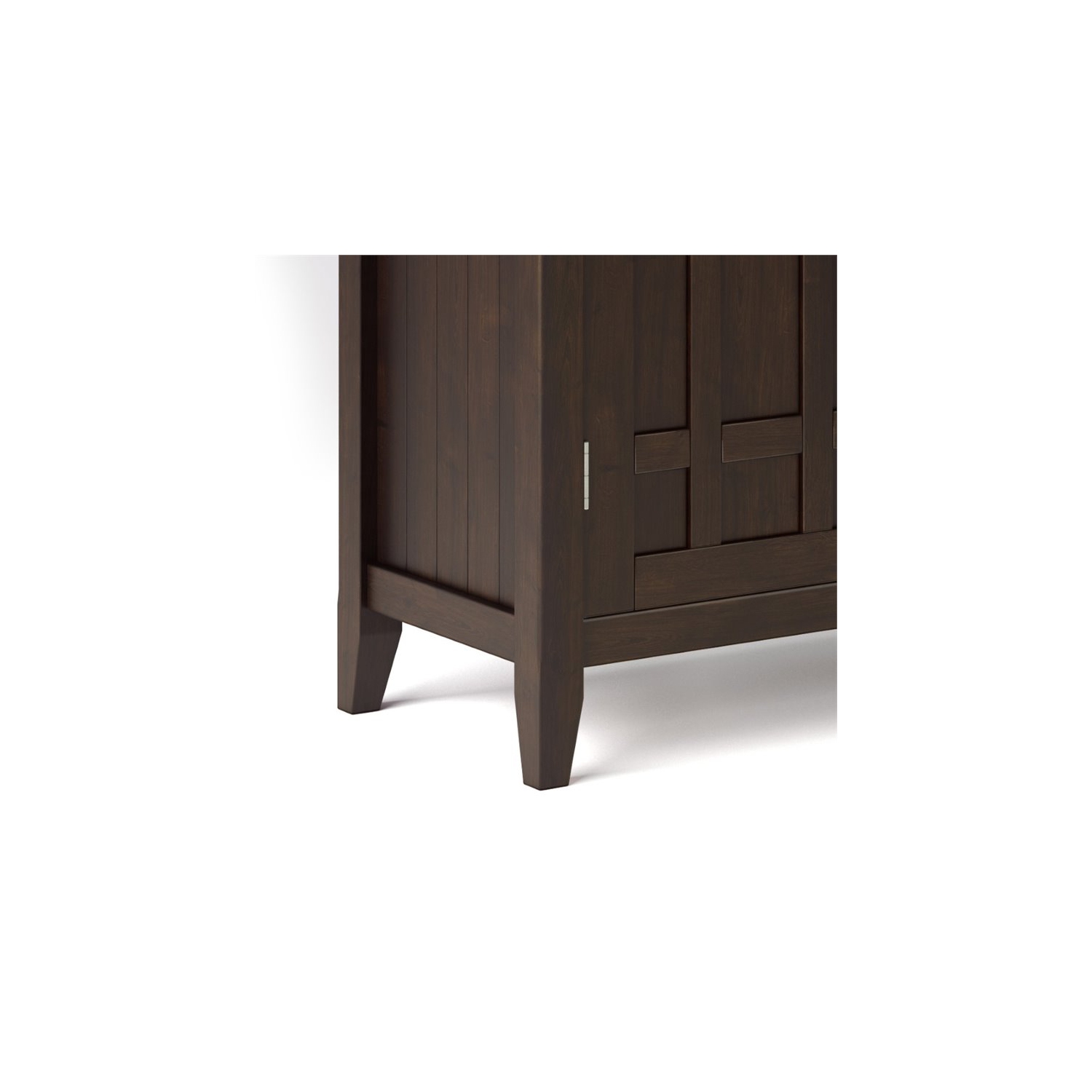 Simpli Home Bedford Wood 54" Transitional Sideboard Buffet and Wine Rack in Dark Chestnut Brown