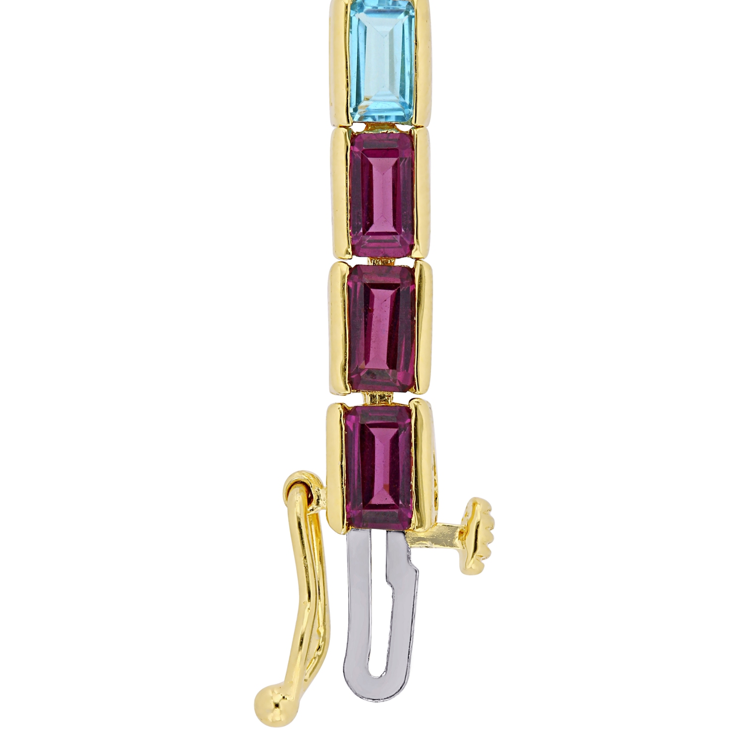 Amour 11 CT TGW Multi-Gemstone Tennis Bracelet Yellow Silver