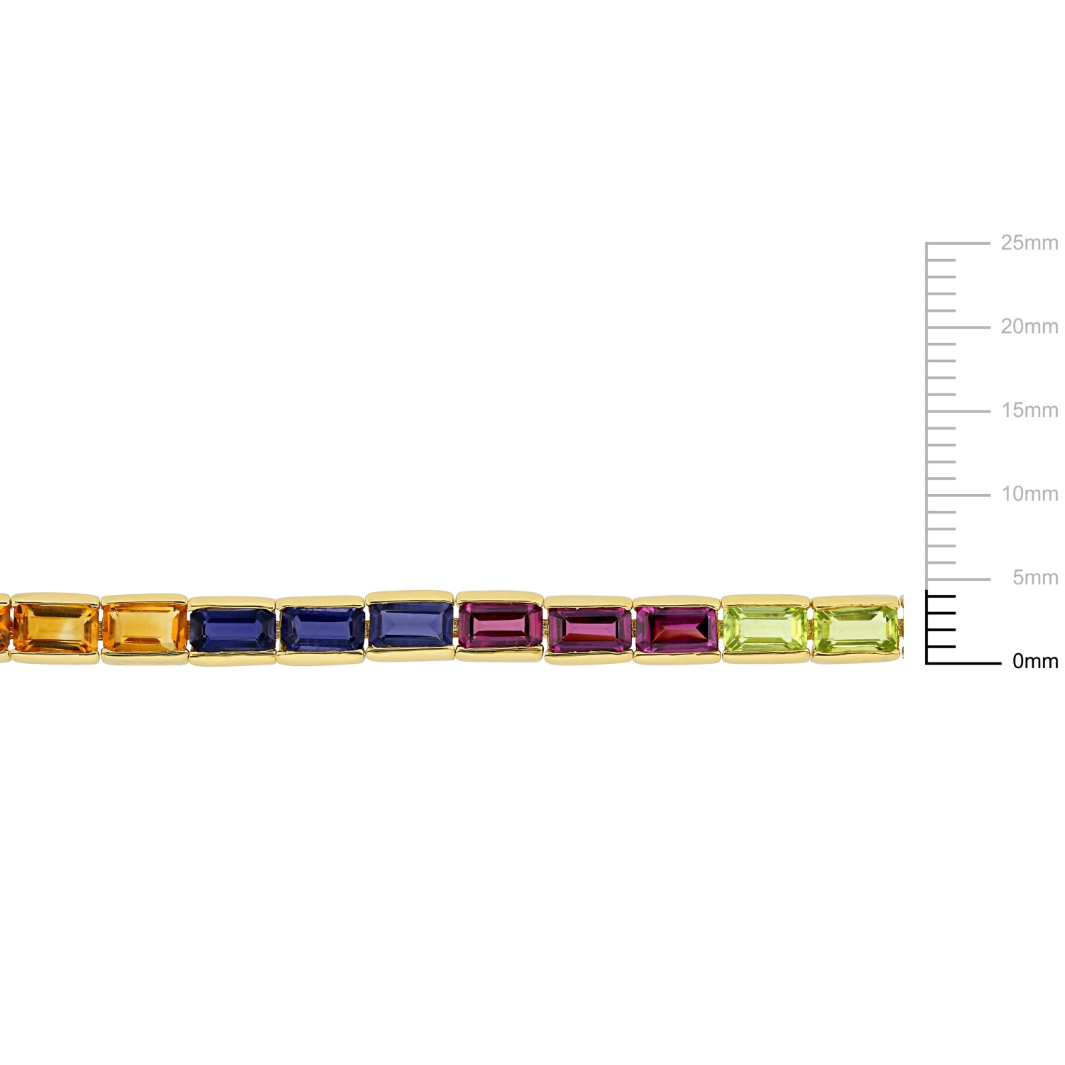 Amour 11 CT TGW Multi-Gemstone Tennis Bracelet Yellow Silver