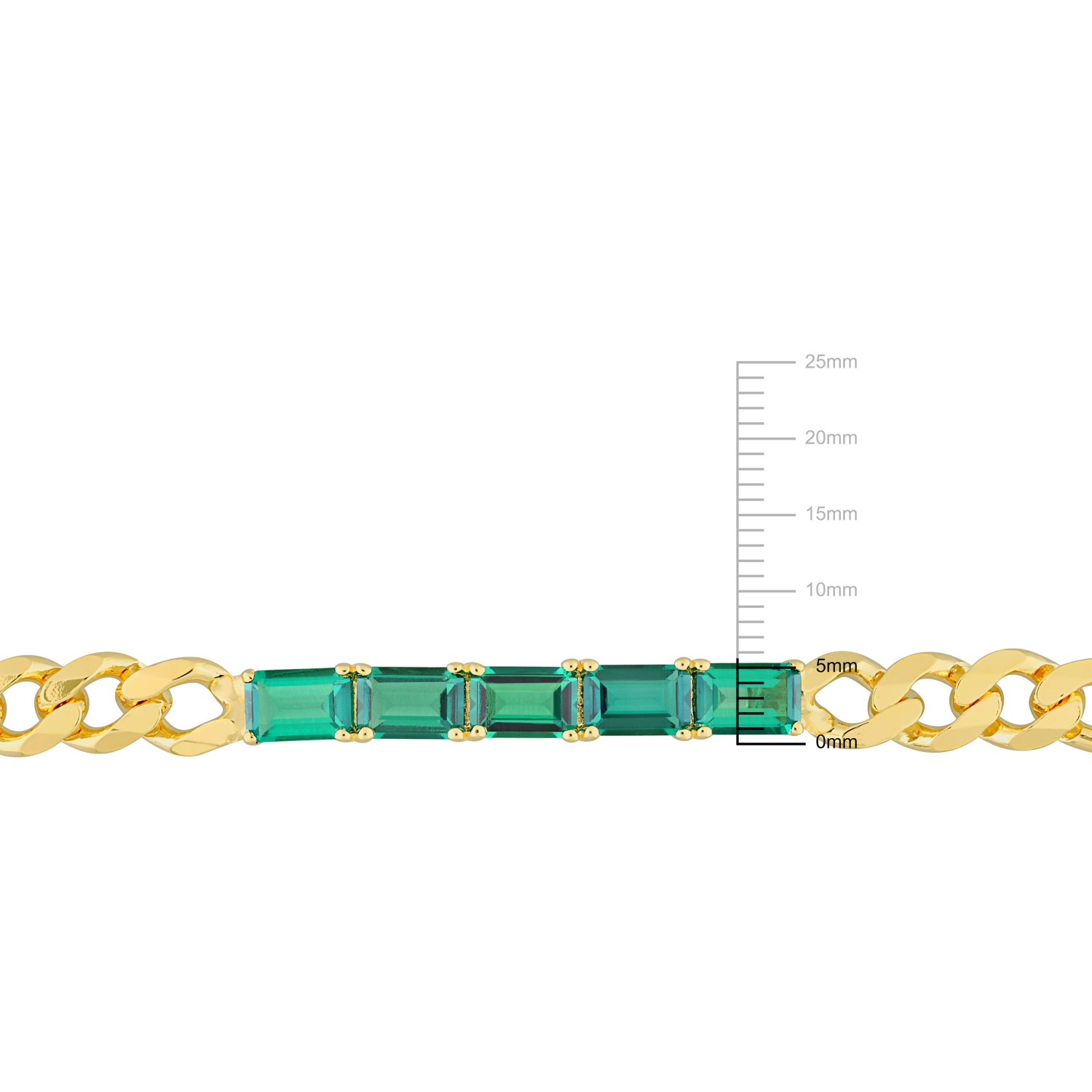 Amour 2 1/4 CT TGW Emerald Created Bracelet à maillons en argent jaune
