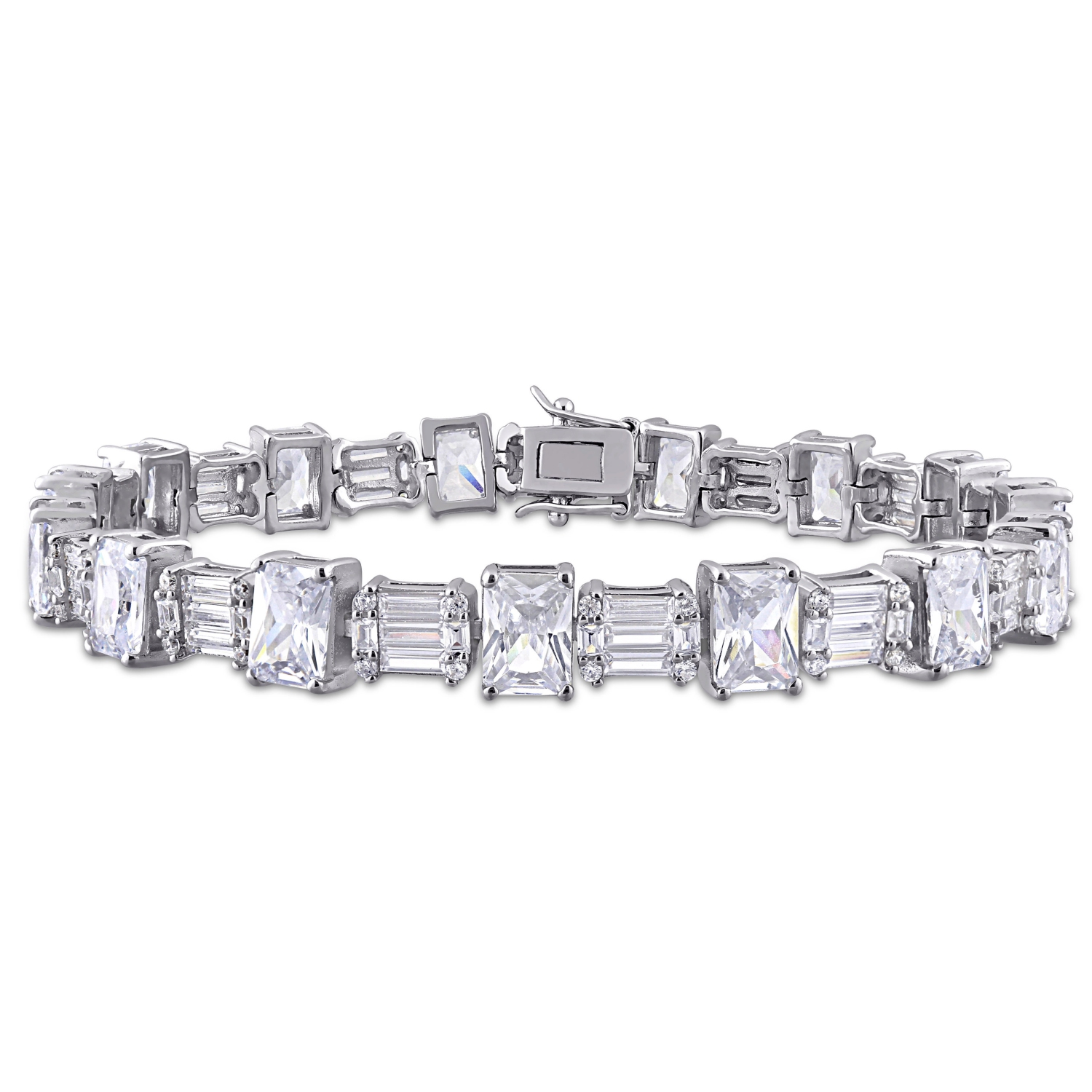 Amour 71 CT TGW Cubic Zirconia Tennis Bracelet Silver
