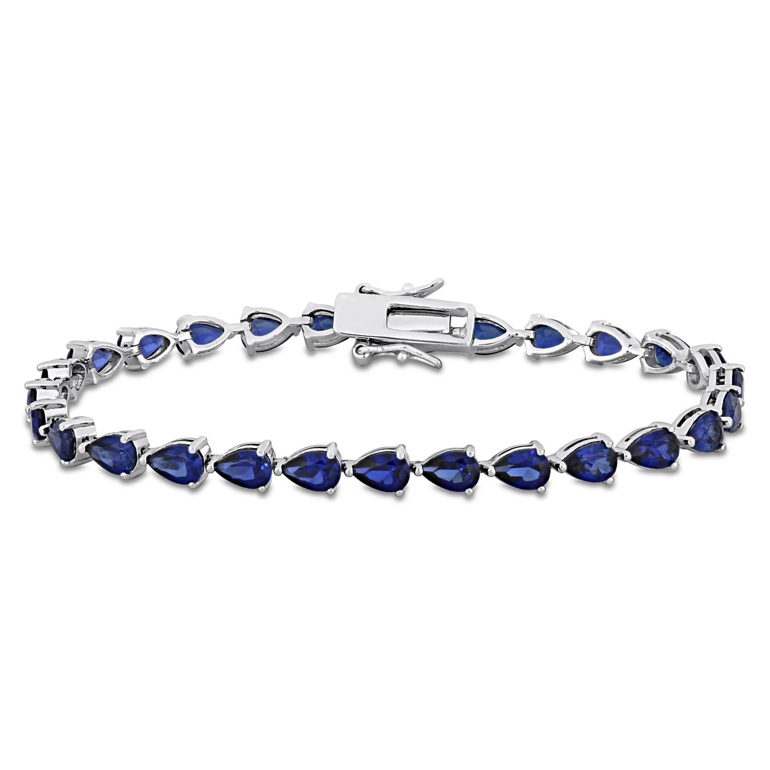 Amour 13 1/2 CT TGW Saphir bleu créé Bracelet de tennis en argent