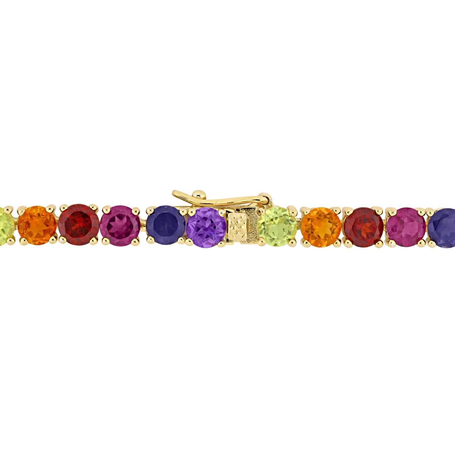 Amour 12 CT TGW Multi Color Gemstone Tennis Bracelet Yellow silver