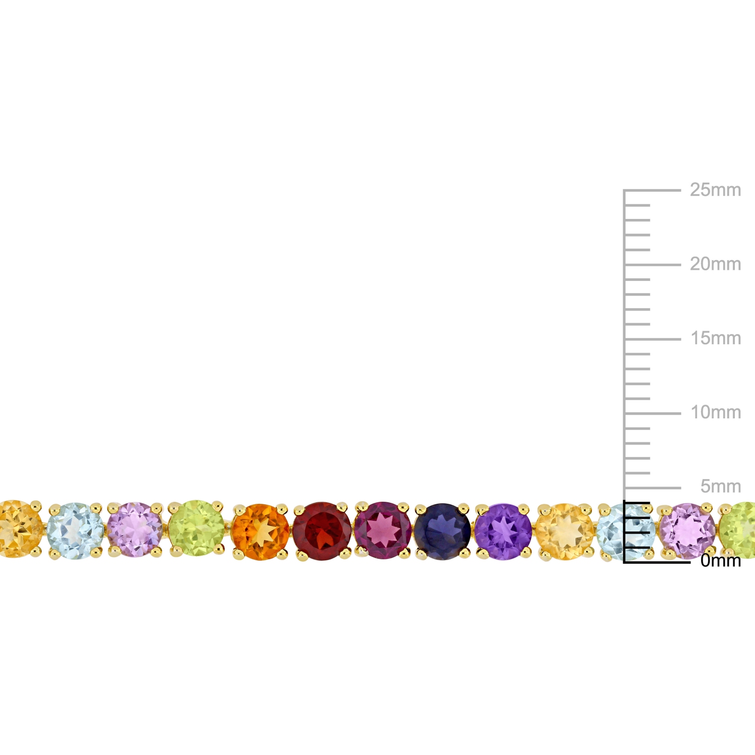 Amour 12 CT TGW Multi Color Gemstone Tennis Bracelet Yellow silver