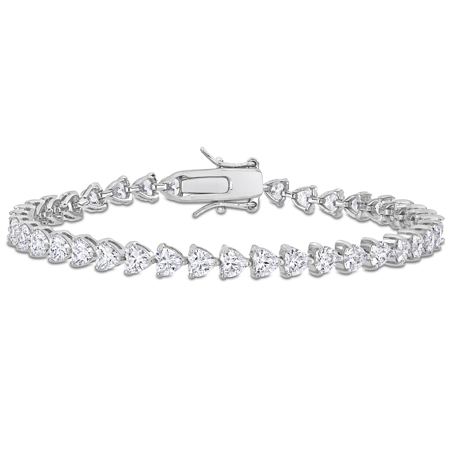 Amour 12 1/3 CT TGW Saphir blanc créé Bracelet de tennis en argent
