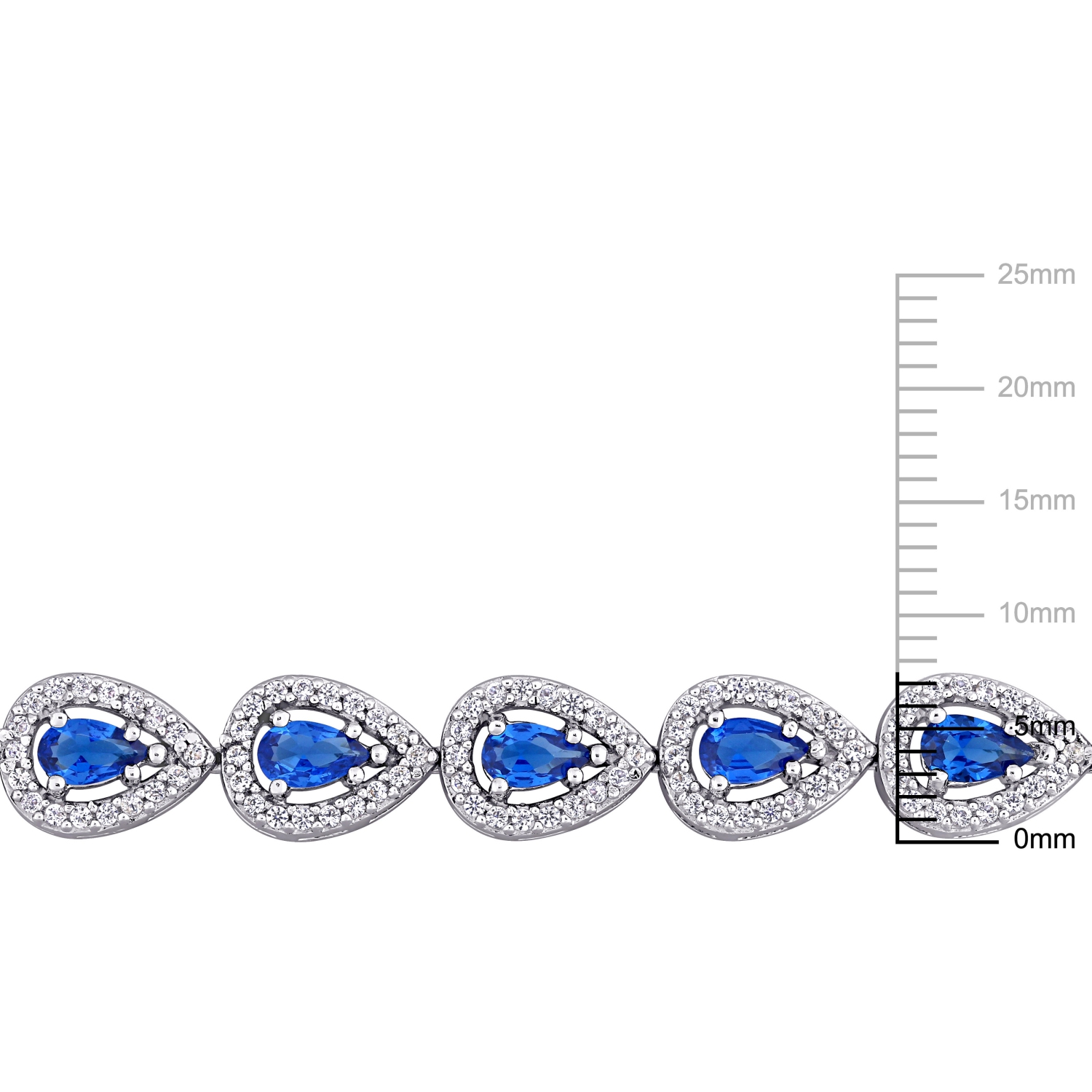 Amour 9 1/2 CT TGW Saphir bleu et blanc créé Bracelet de tennis en argent