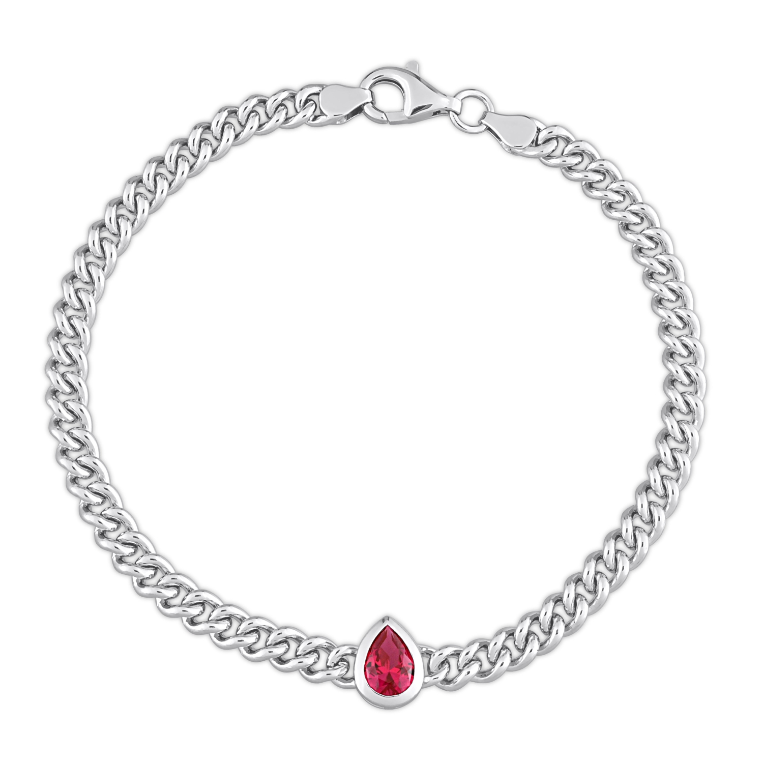 Amour 1 1/7 CT TGW Created Ruby Link Bracelet Silver
