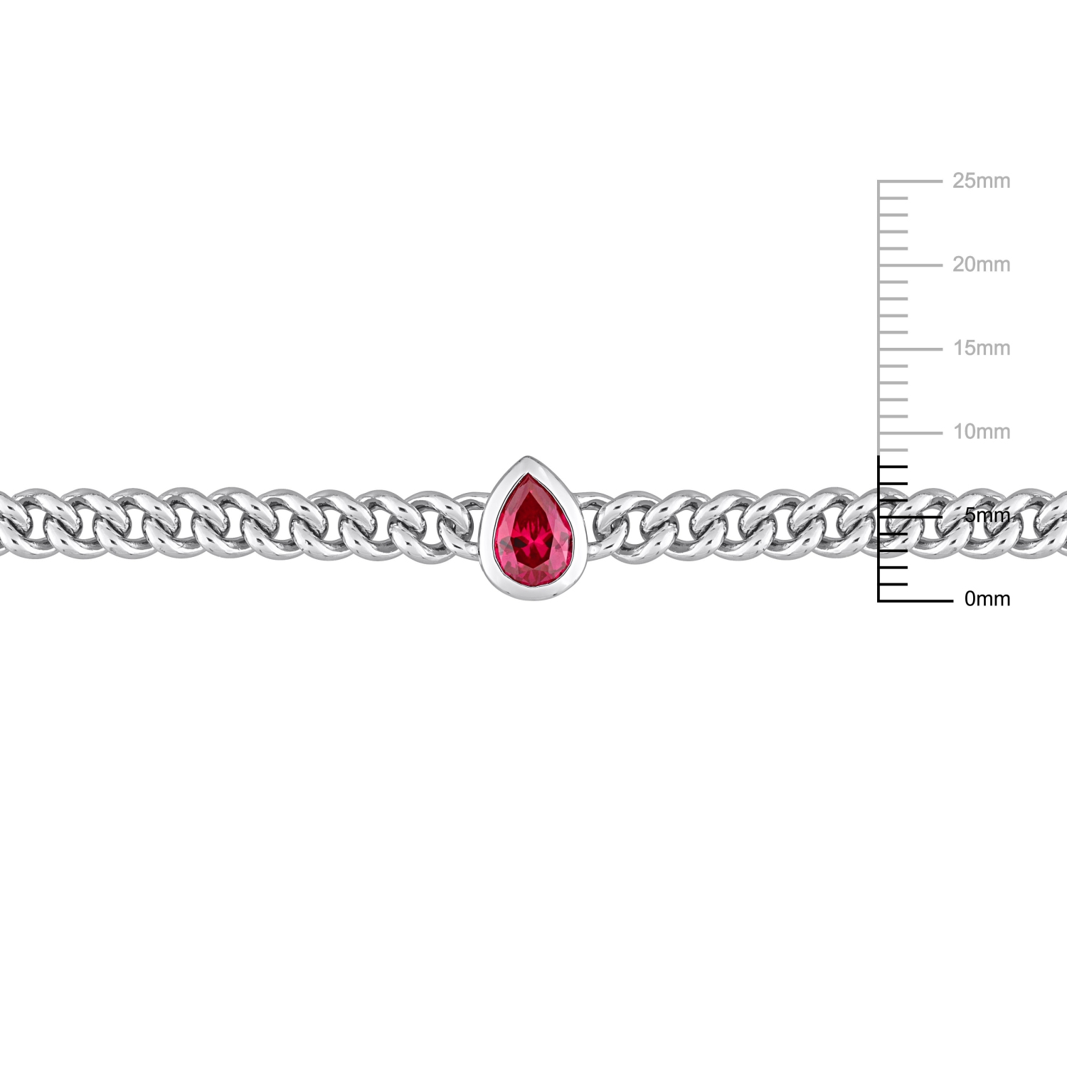 Amour 1 1/7 CT TGW Created Ruby Link Bracelet Silver