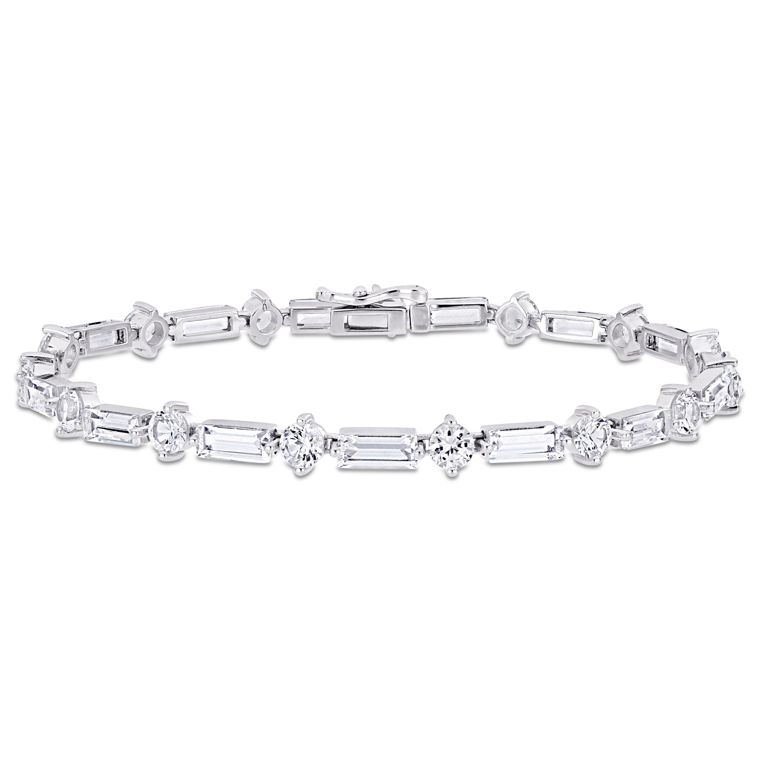 Amour 13 4/5 CT TGW Saphir blanc créé Bracelet en argent