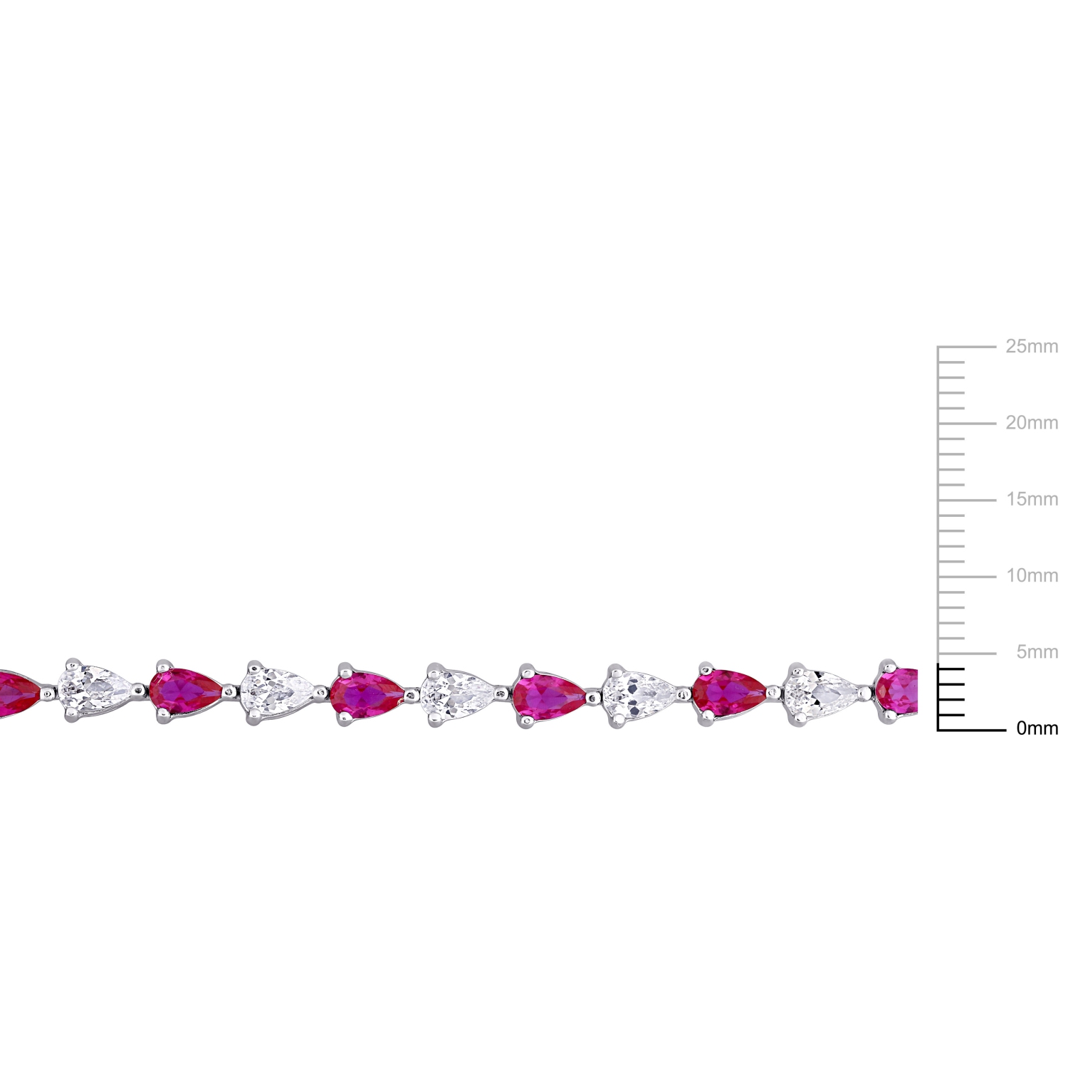Amour 10 1/2 CT TGW Red Cubic Zirconia & Created White Sapphire Tennis Bracelet Silver