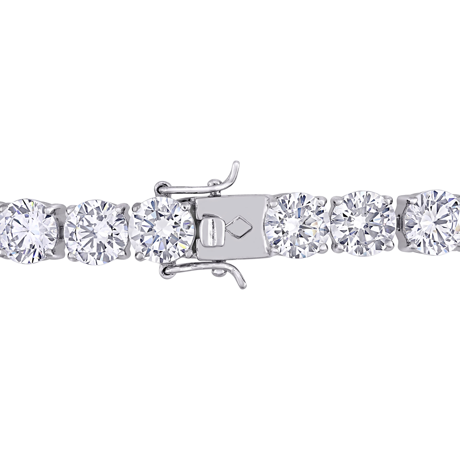 Bracelet tennis en argent avec zircons cubiques blancs d’Amour avec poids total de 72 3/8 ct
