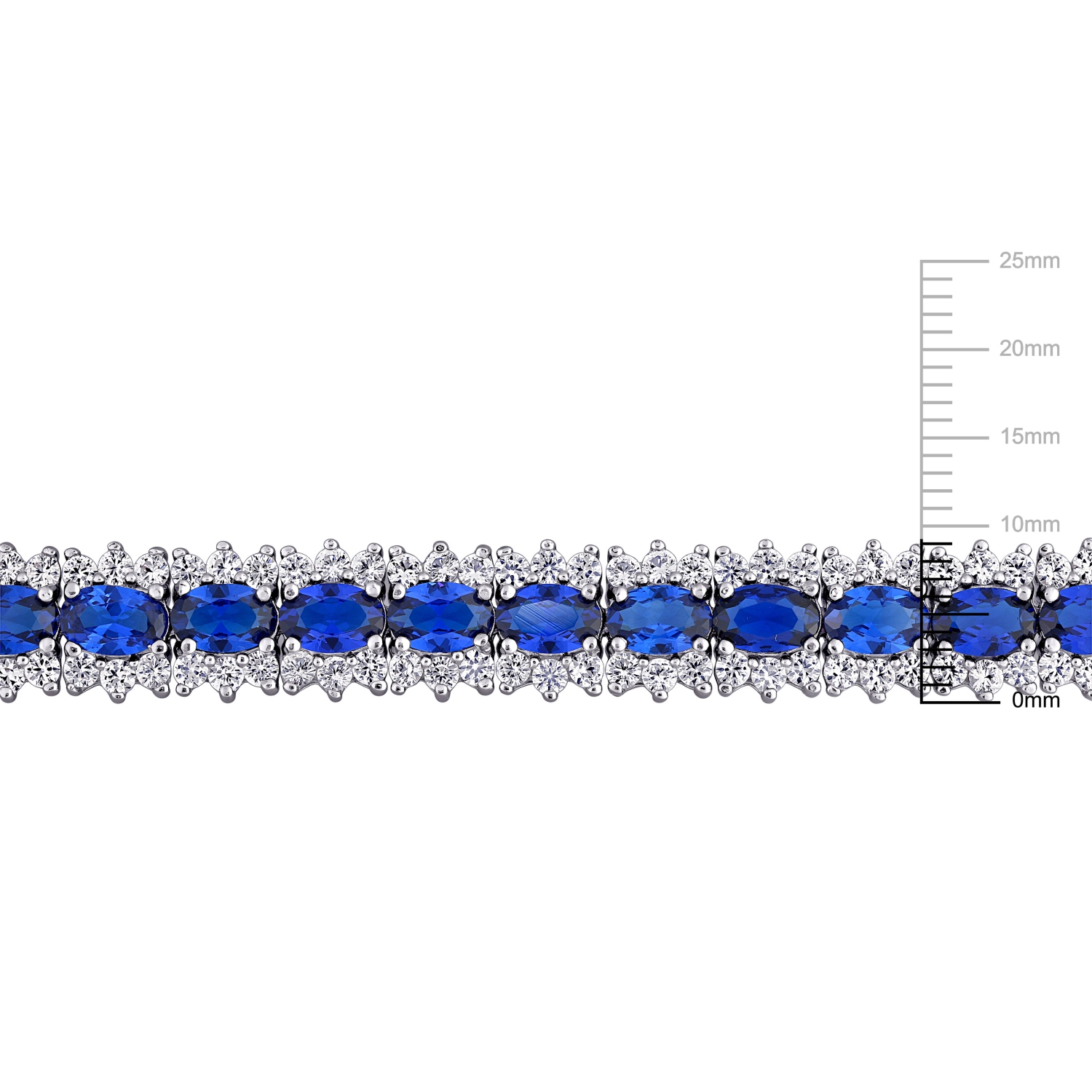 Amour 28 1/2CT TGW Saphir bleu et blanc créé Bracelet de tennis en argent