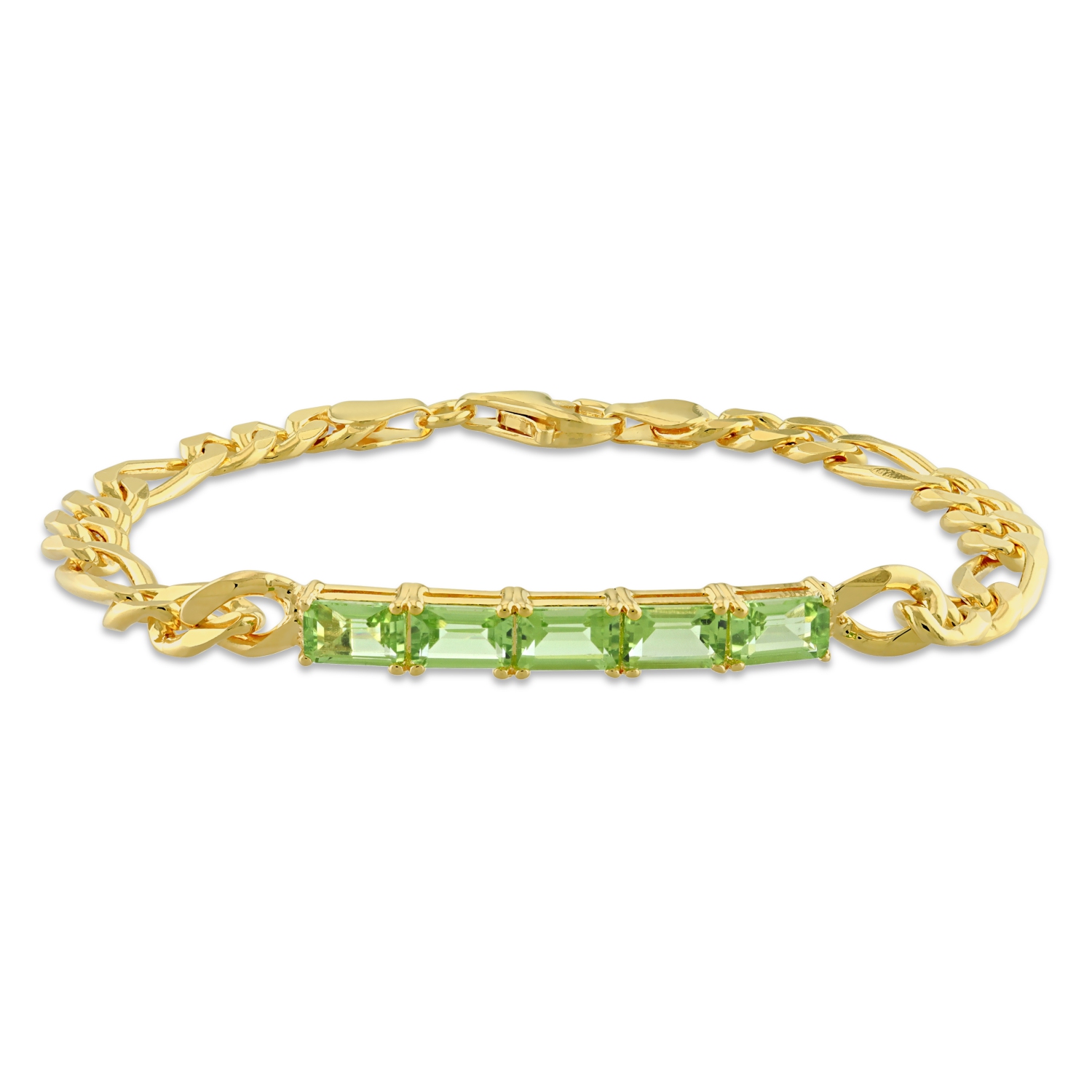 Amour 2 4/5 CT TGW Peridot Bracelet à maillons en argent jaune