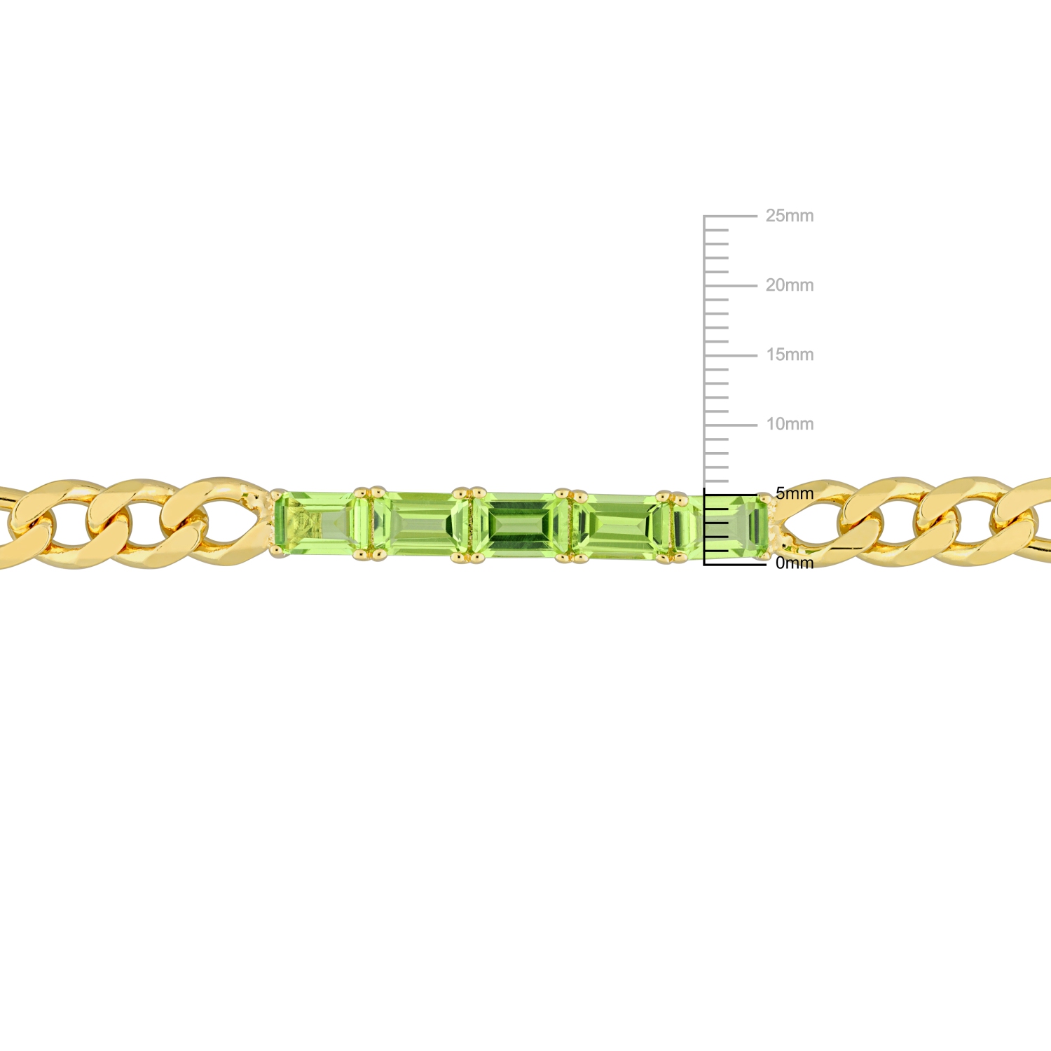Amour 2 4/5 CT TGW Peridot Bracelet à maillons en argent jaune