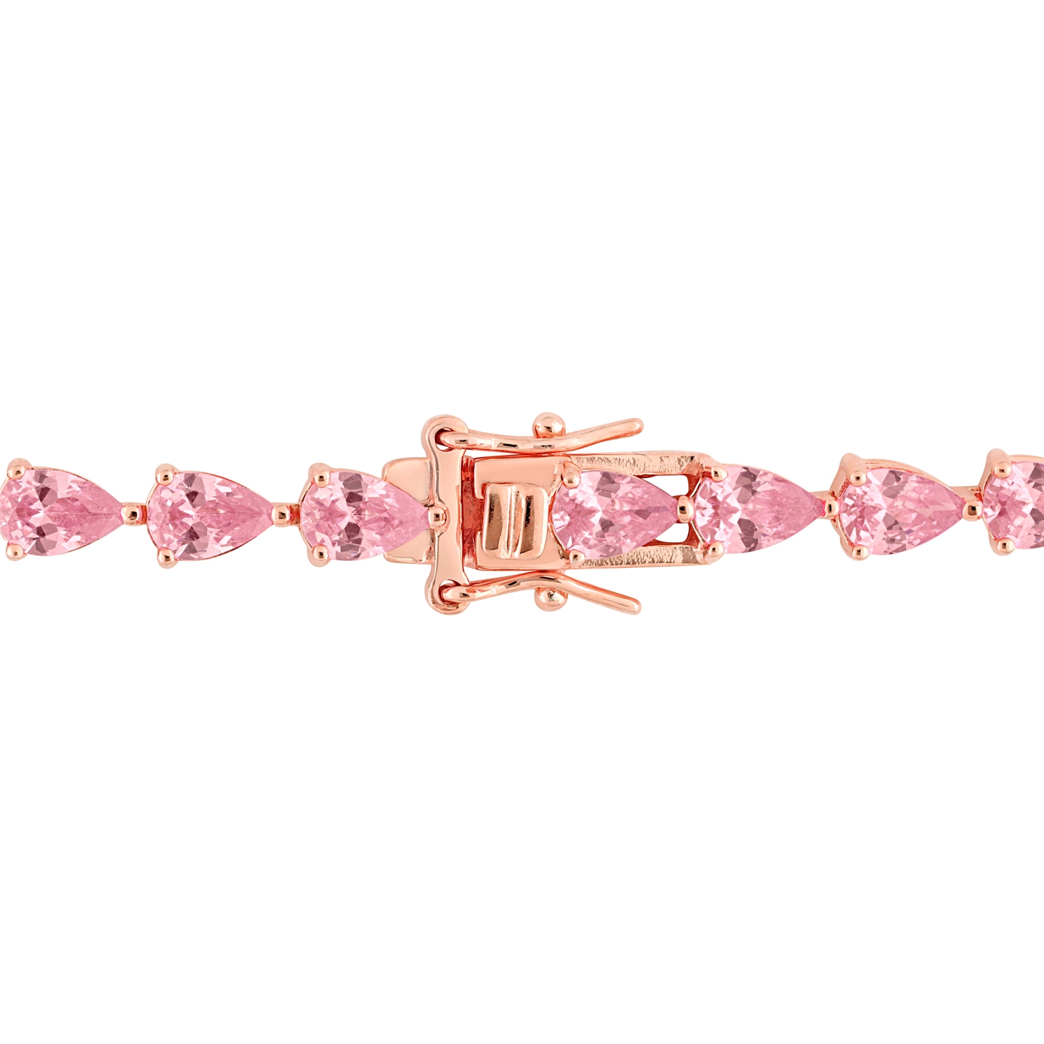 Amour 13 1/2 CT TGW Saphir rose créé - Bracelet de tennis en argent rose