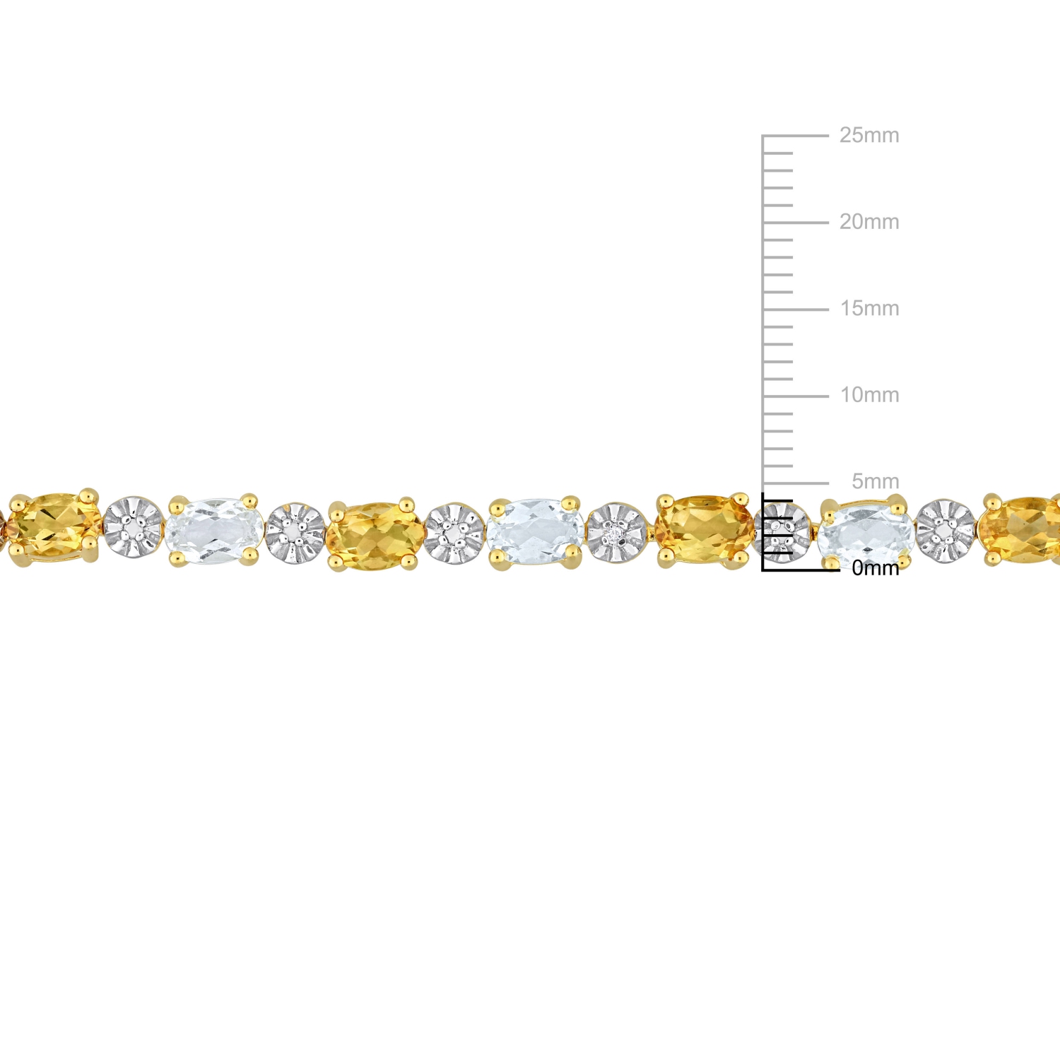 Amour - Bracelet de tennis avec citrine, topaze blanche et diamants en argent jaune 8 3/4 CT TGW