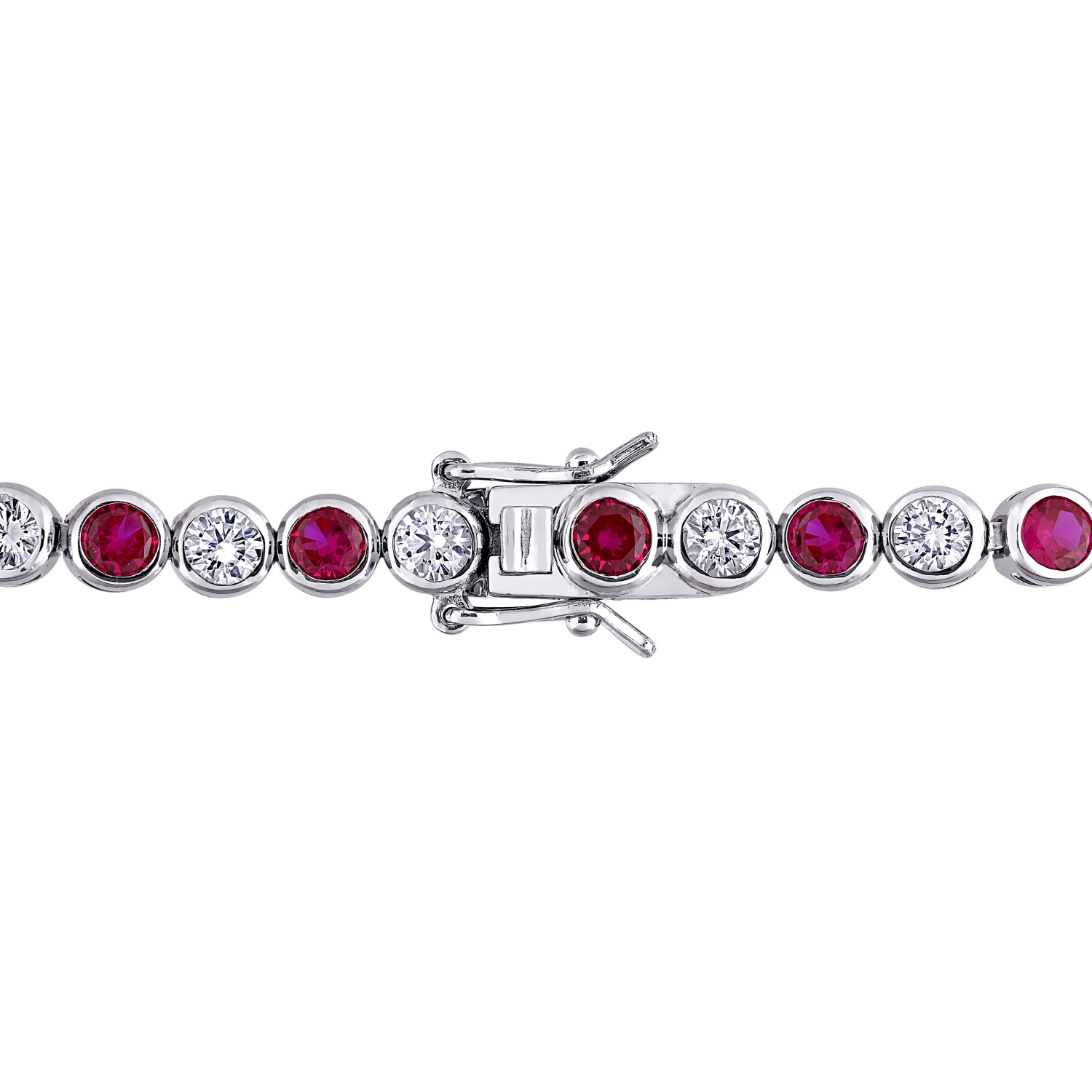 Amour Bracelet tennis argent 9 1/2 CT TGW zircon cubique rouge et saphir blanc créé