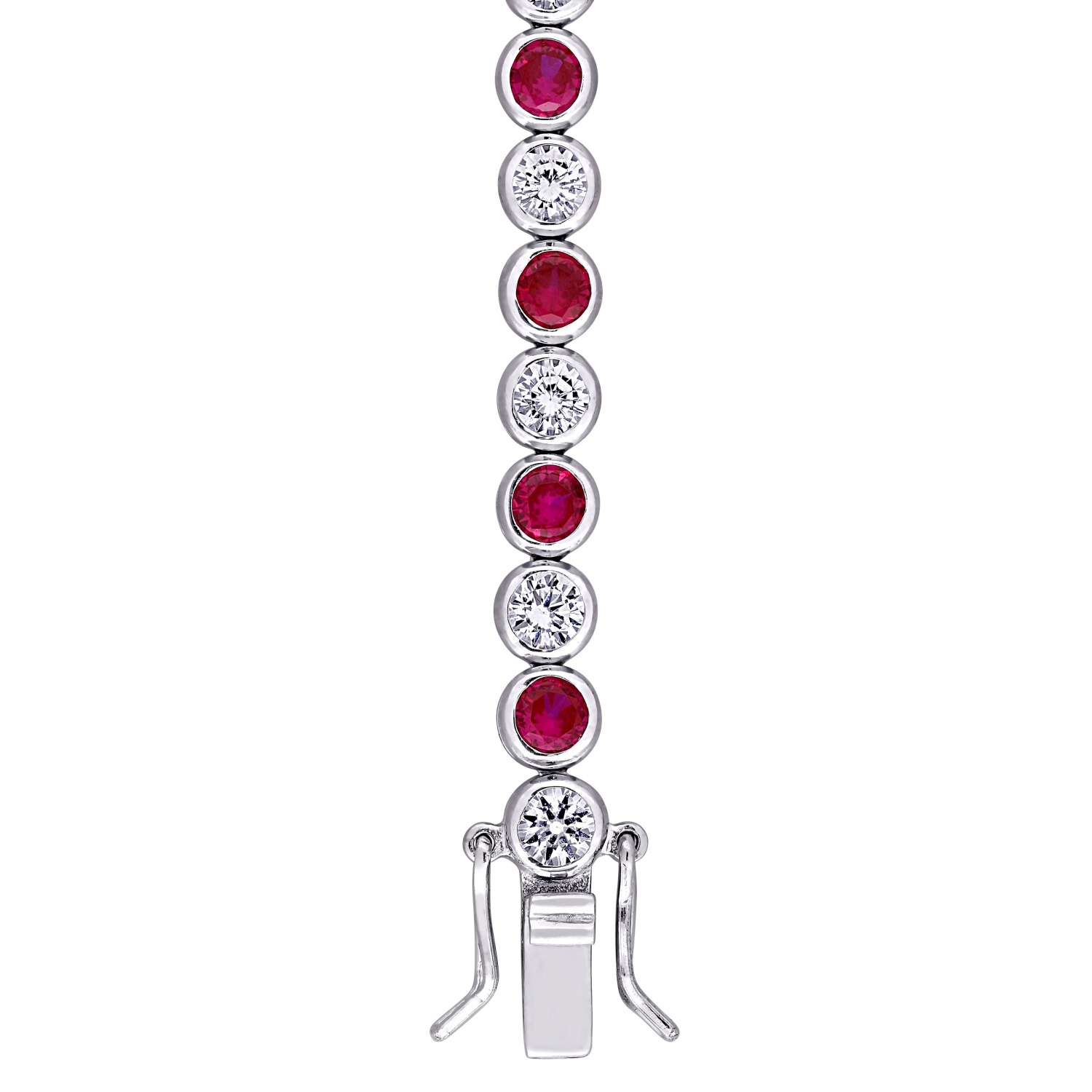 Amour Bracelet tennis argent 9 1/2 CT TGW zircon cubique rouge et saphir blanc créé