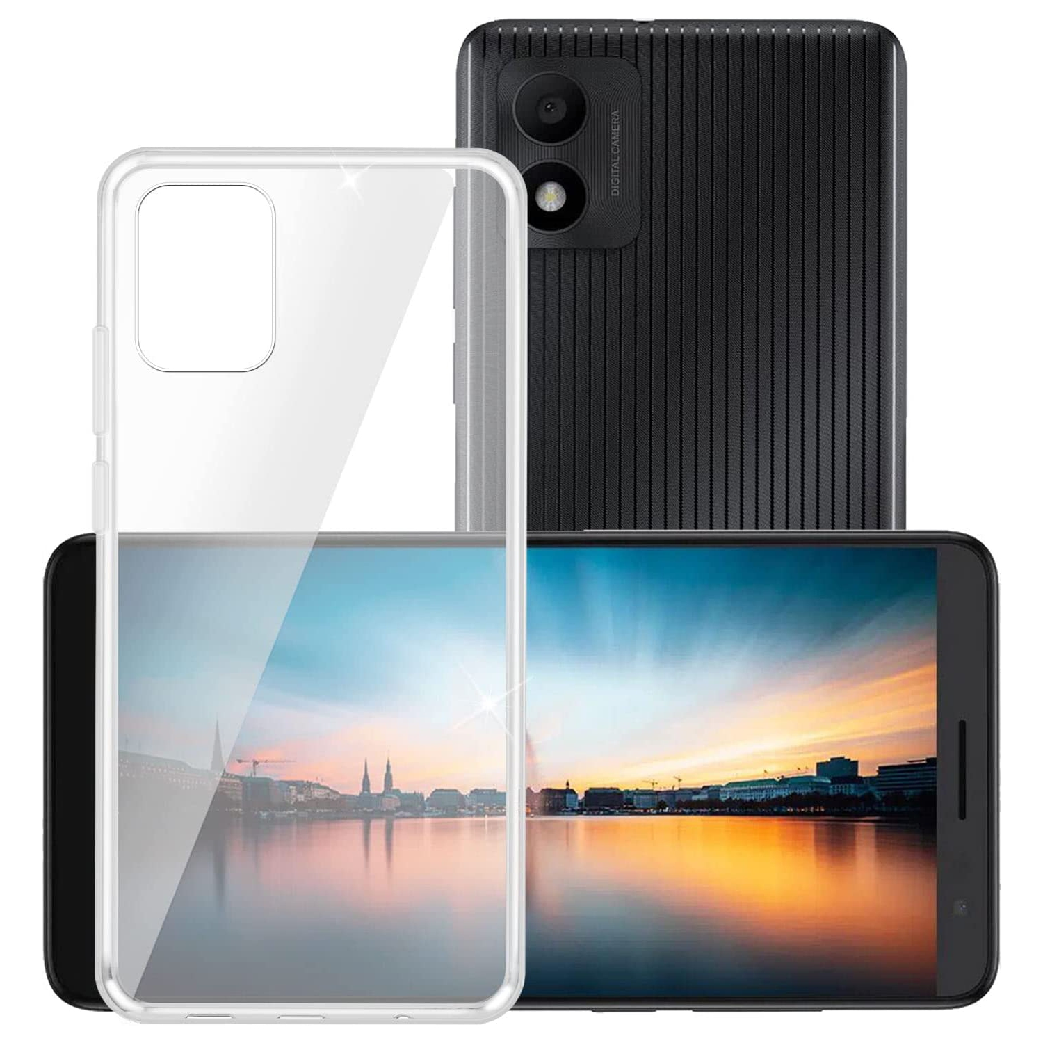 TopSave Transparent Glossy Surface Soft TPU Gel Rubber Case For TCL 303 5.5"