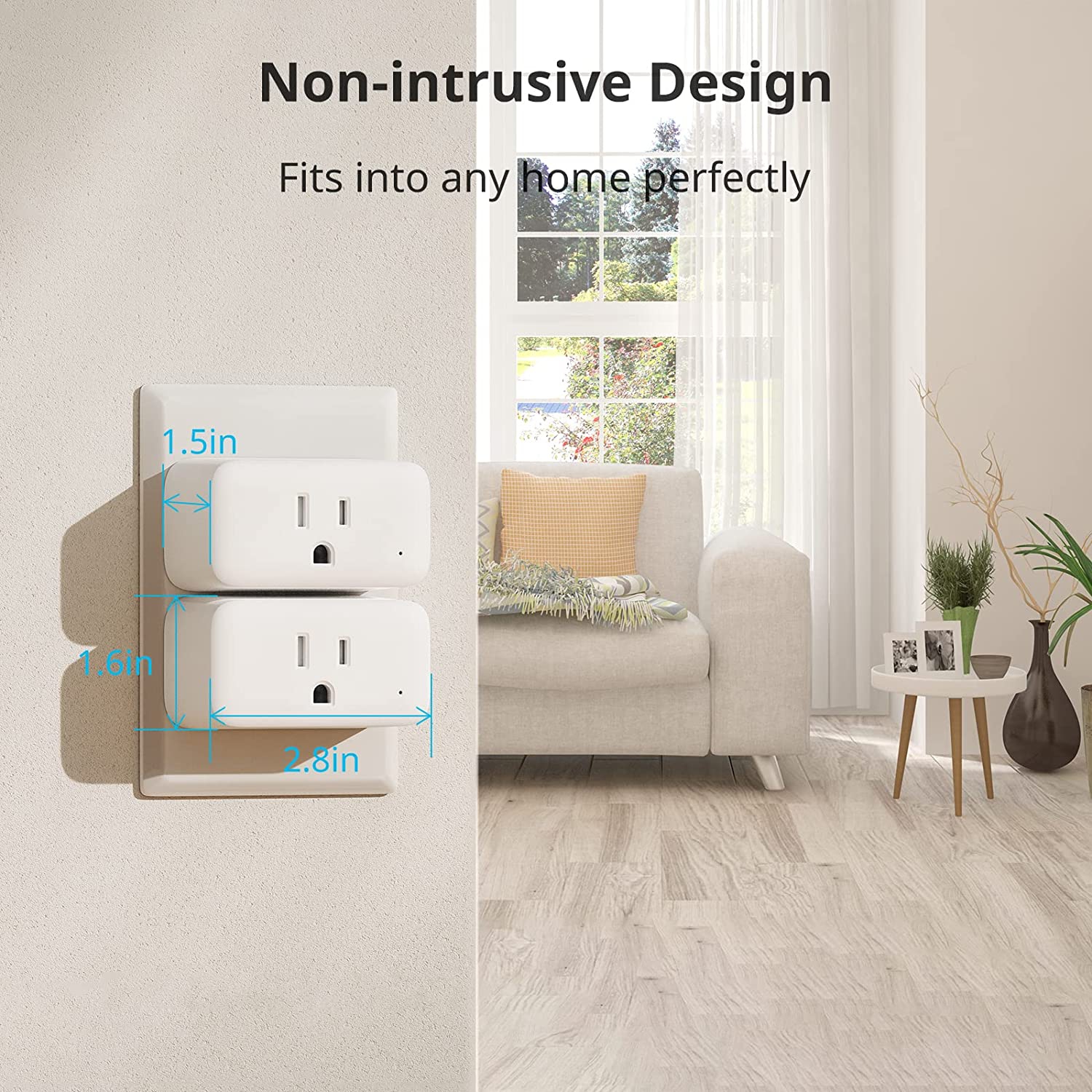 SwitchBot Smart Plug Mini | 15A, WiFi(2.4G Only) & Bluetooth, Works with Alexa, Google Home, App Remote Control & Timer Function, No Hub Required,